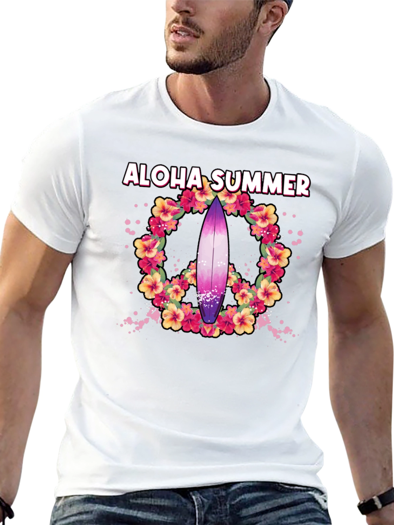 Aloha Summer Surfboard Graphic Tee