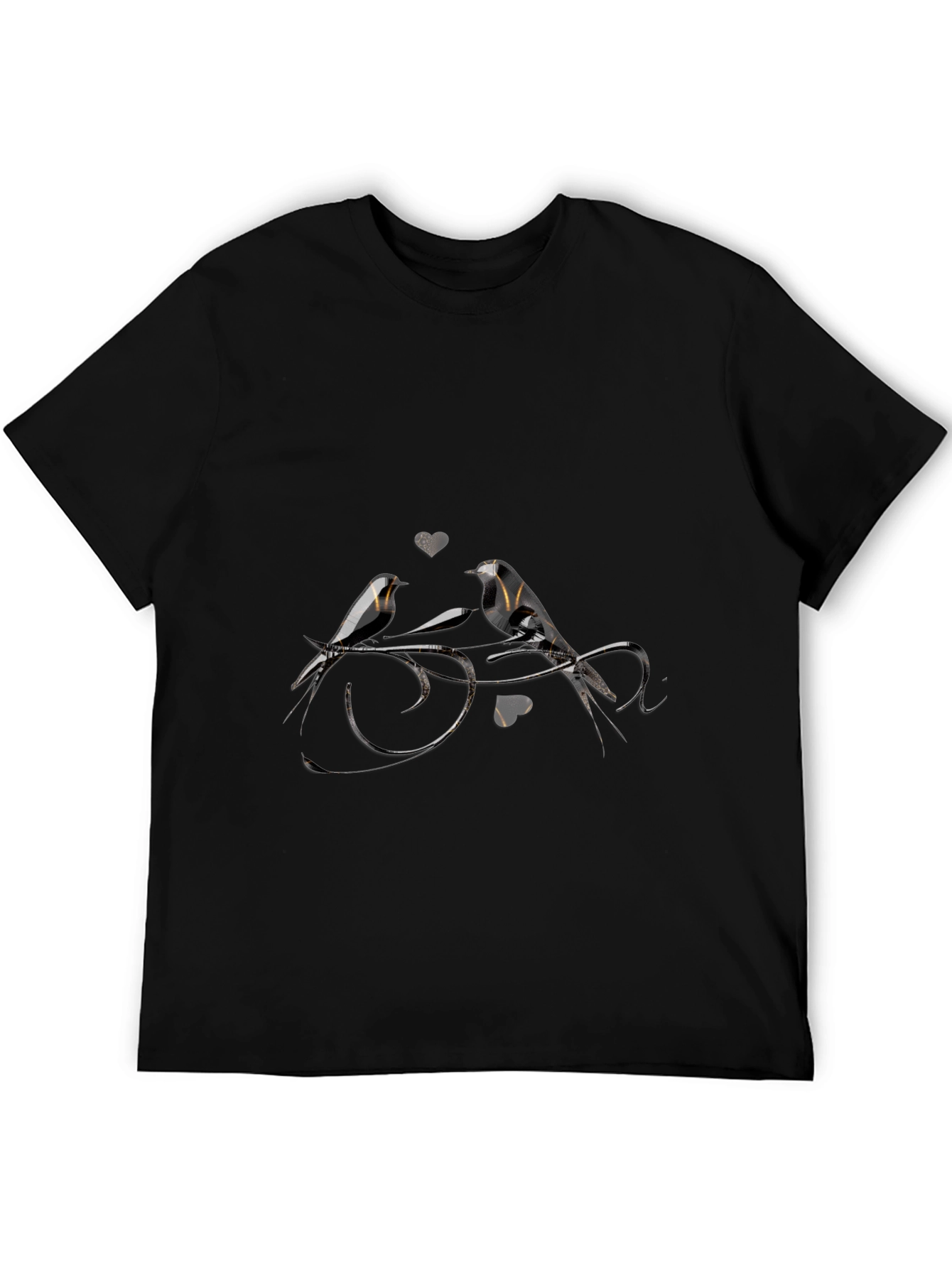 Birds in Love Black T-Shirt
