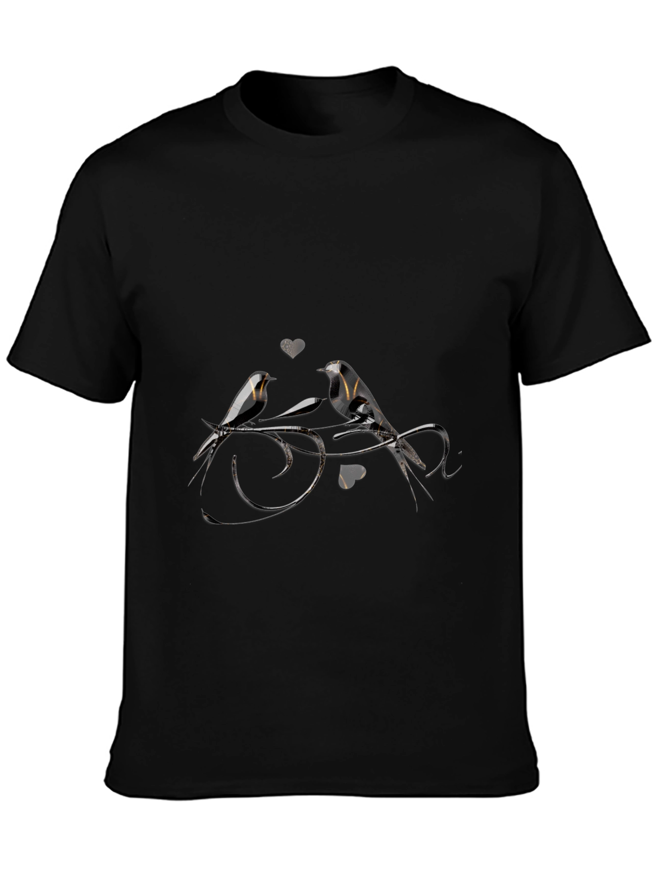 Birds in Love Black T-Shirt