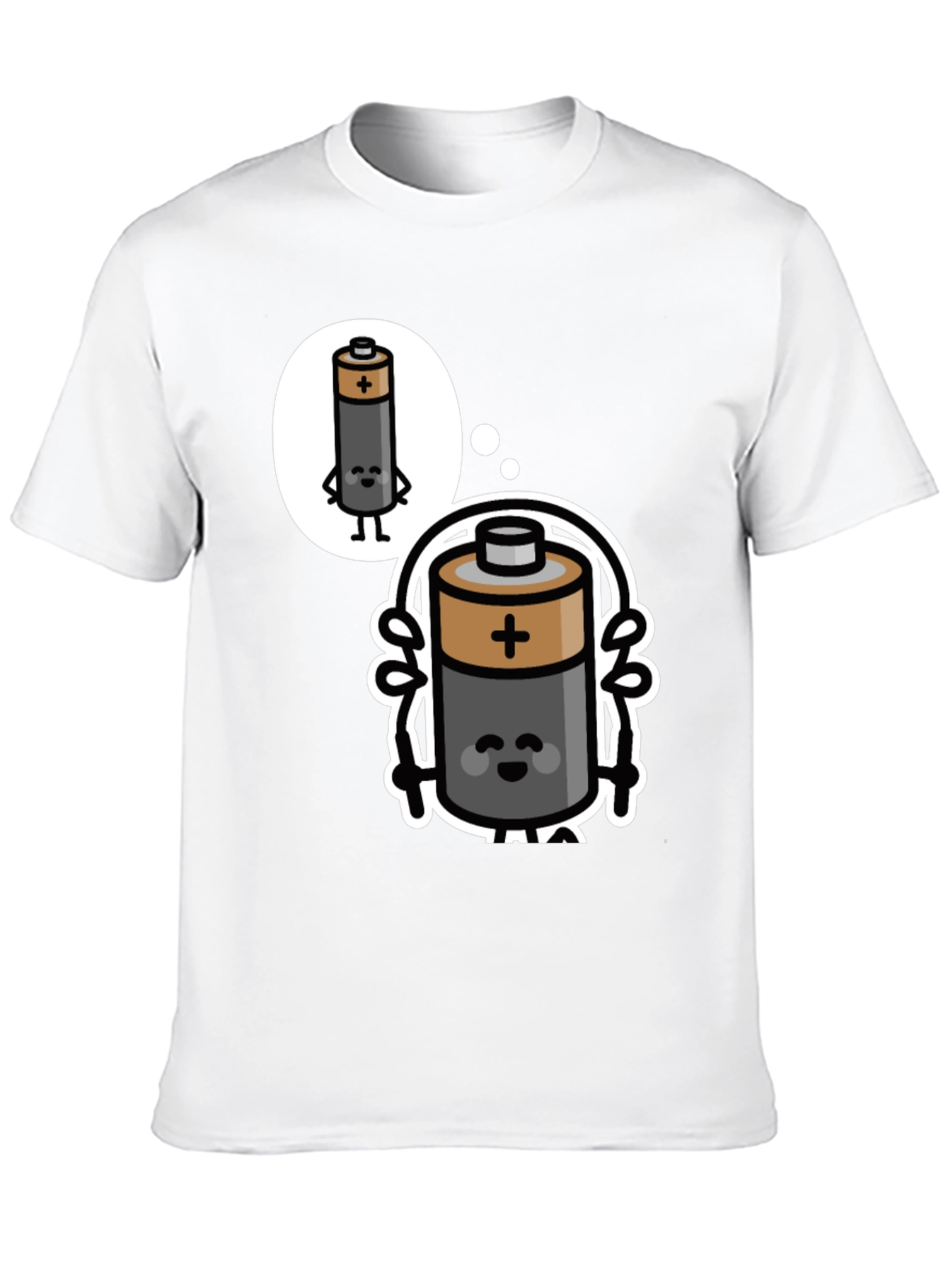Funny Battery Cartoon Black T-Shirt