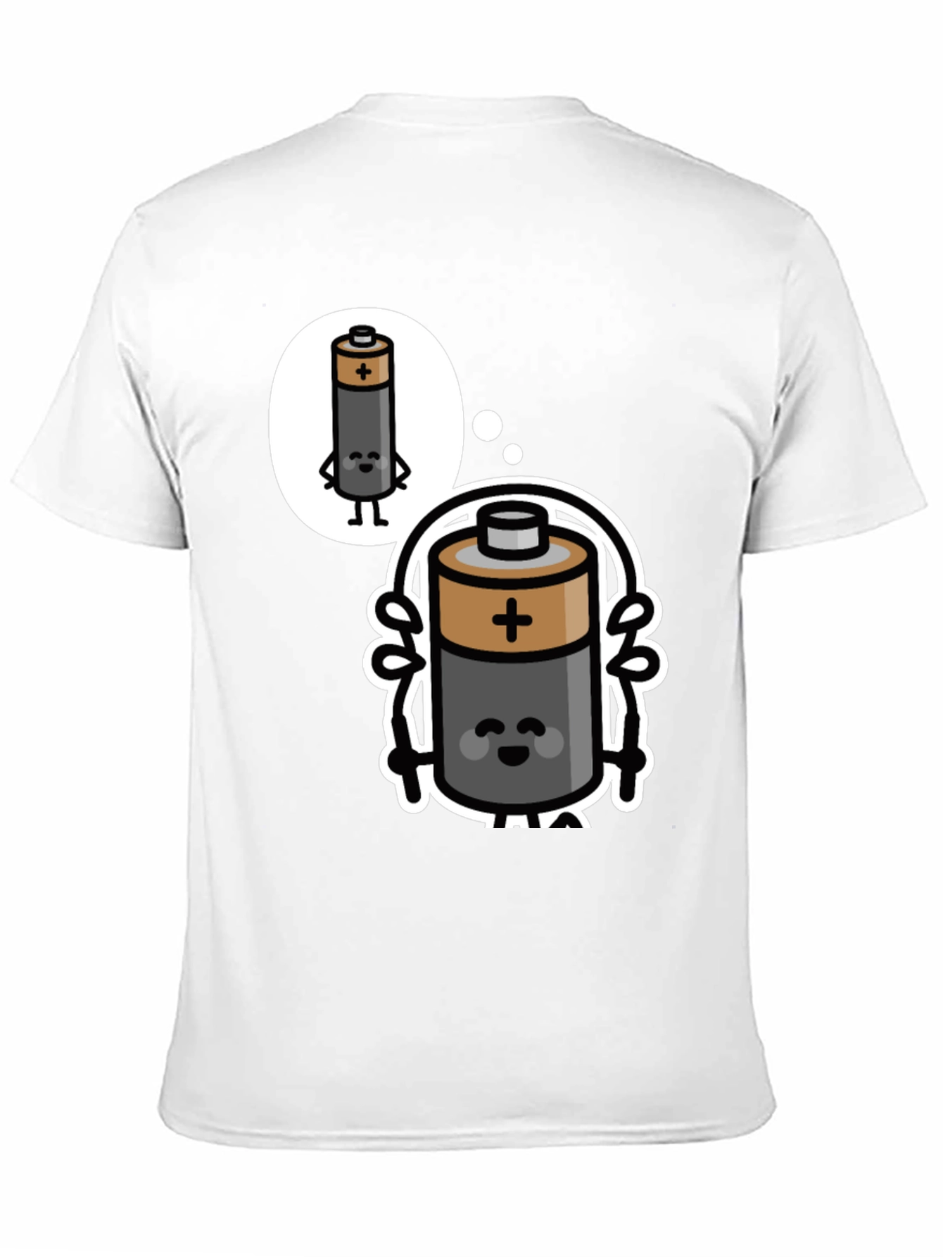 Funny Battery Cartoon Black T-Shirt