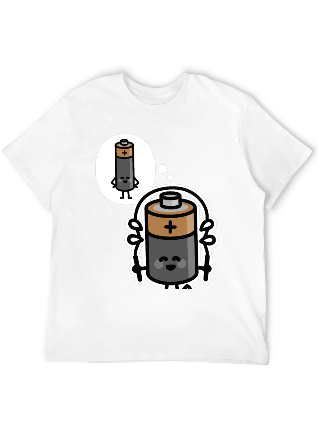 Funny Battery Cartoon Black T-Shirt
