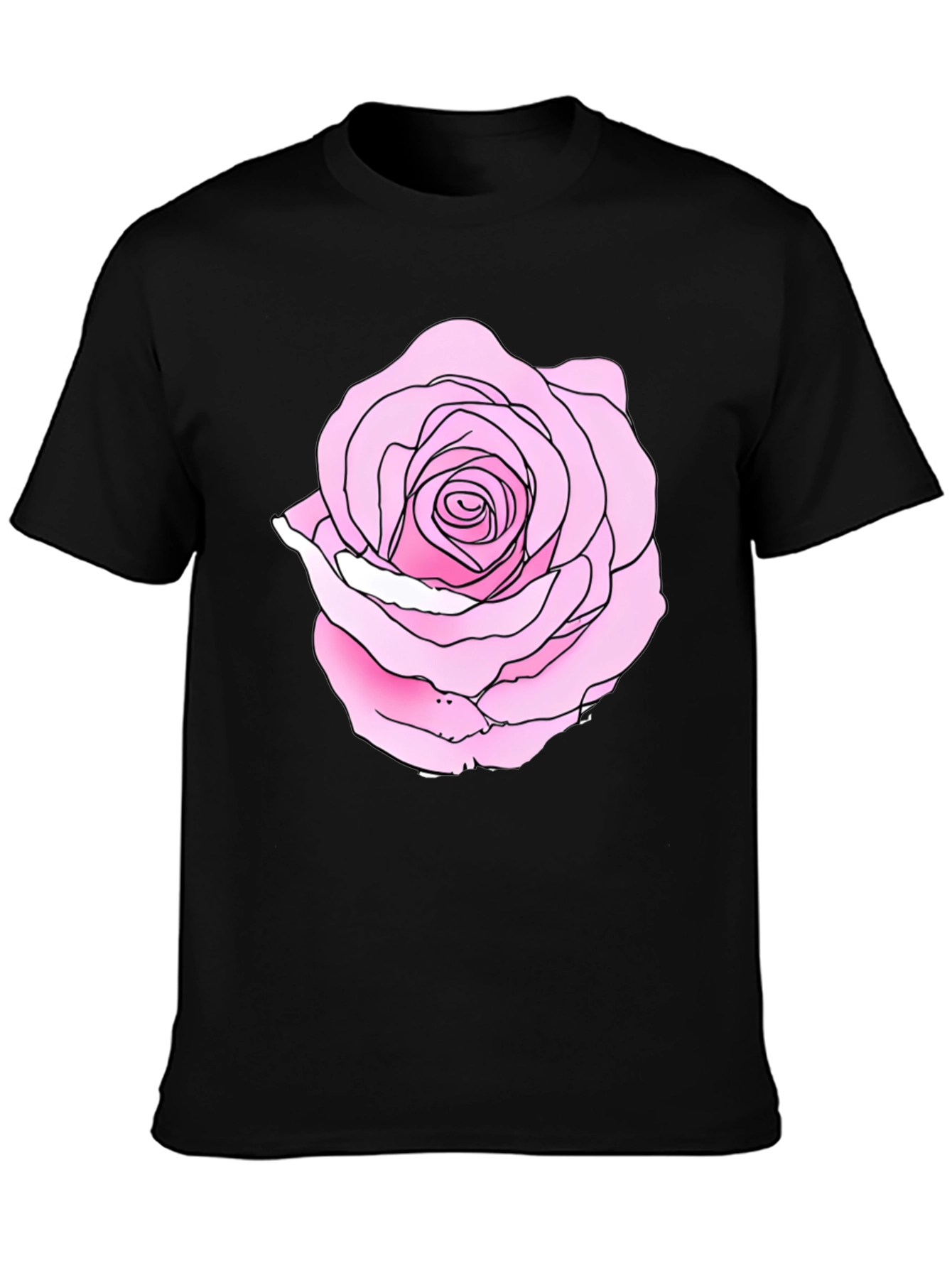 Rose Graphic Black Tee - Casual Style
