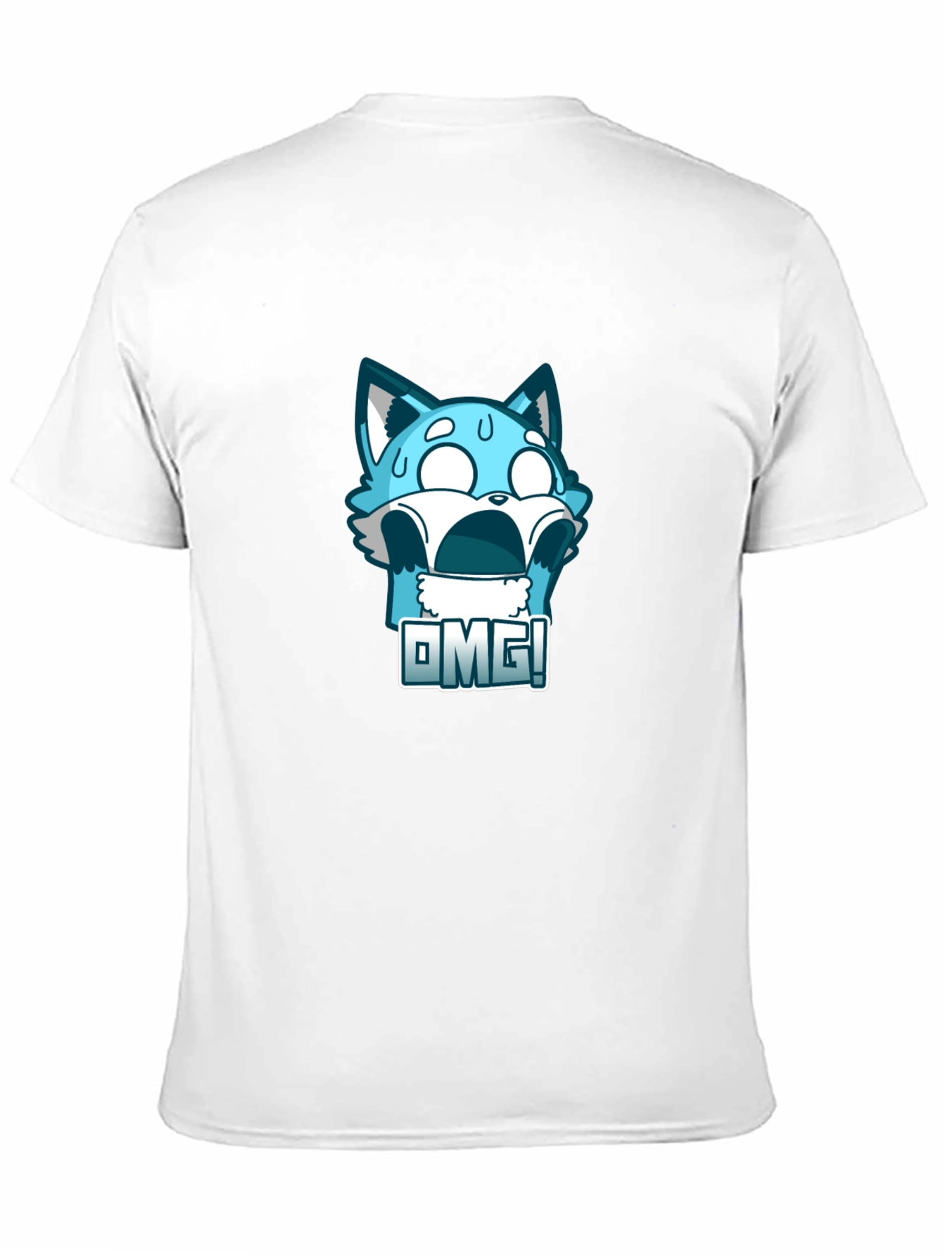 OMG! Blue Cartoon Character Graphic T-Shirt