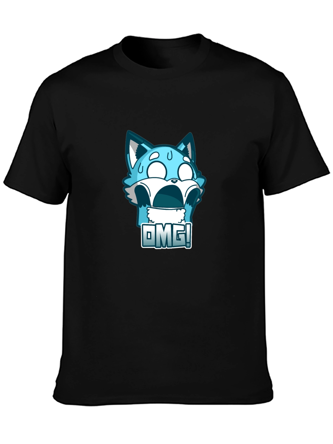 OMG! Blue Cartoon Character Graphic T-Shirt