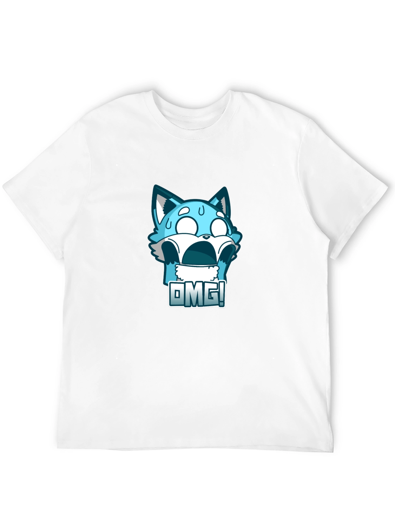 OMG! Blue Cartoon Character Graphic T-Shirt