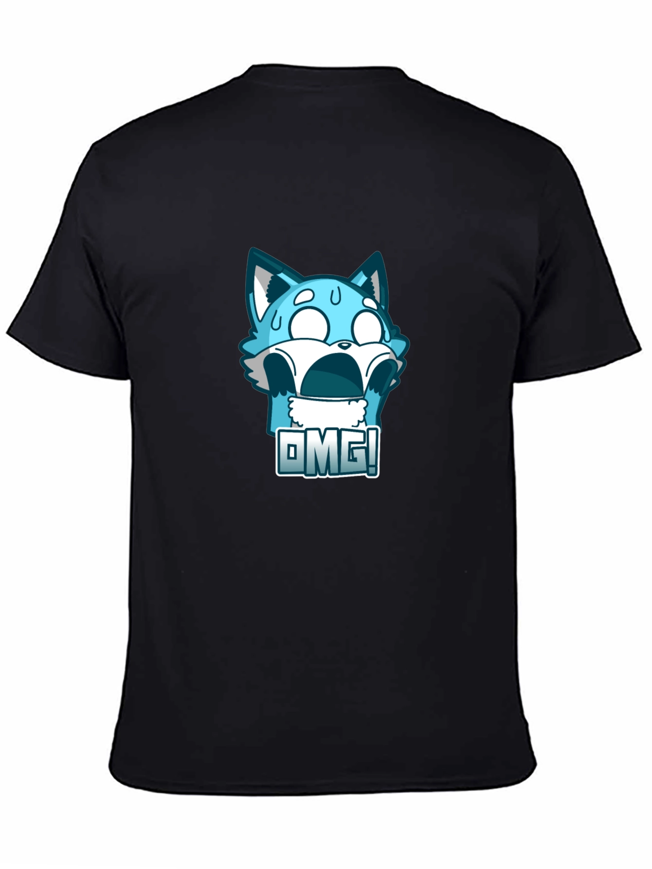 OMG! Blue Cartoon Character Graphic T-Shirt