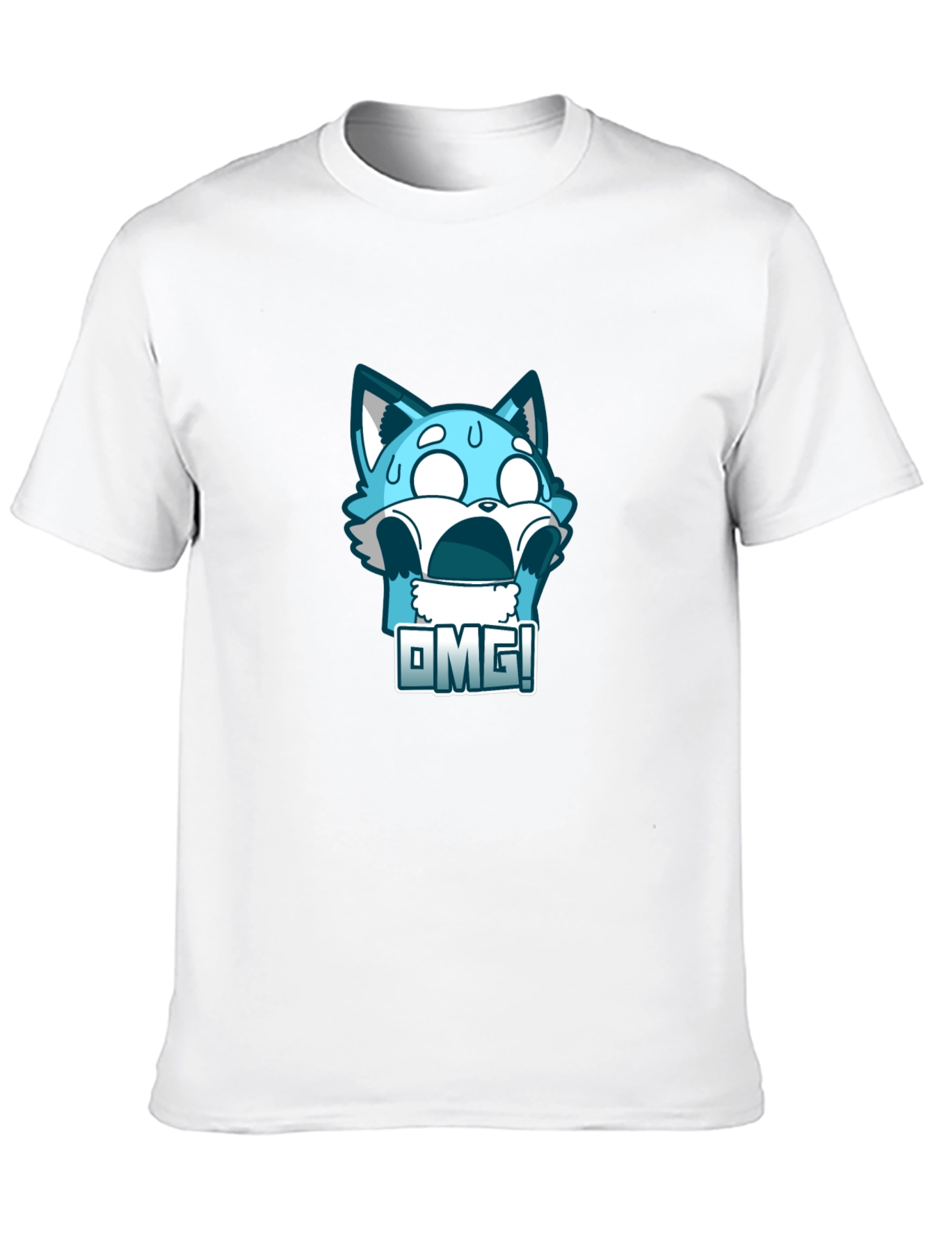 OMG! Blue Cartoon Character Graphic T-Shirt