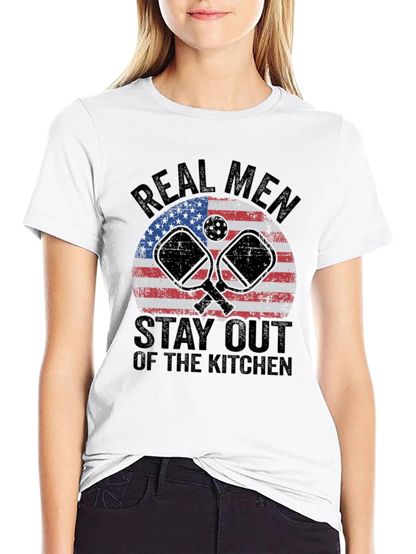 Real Men Stay Out of The Kitchen Pickleball T-Shirt