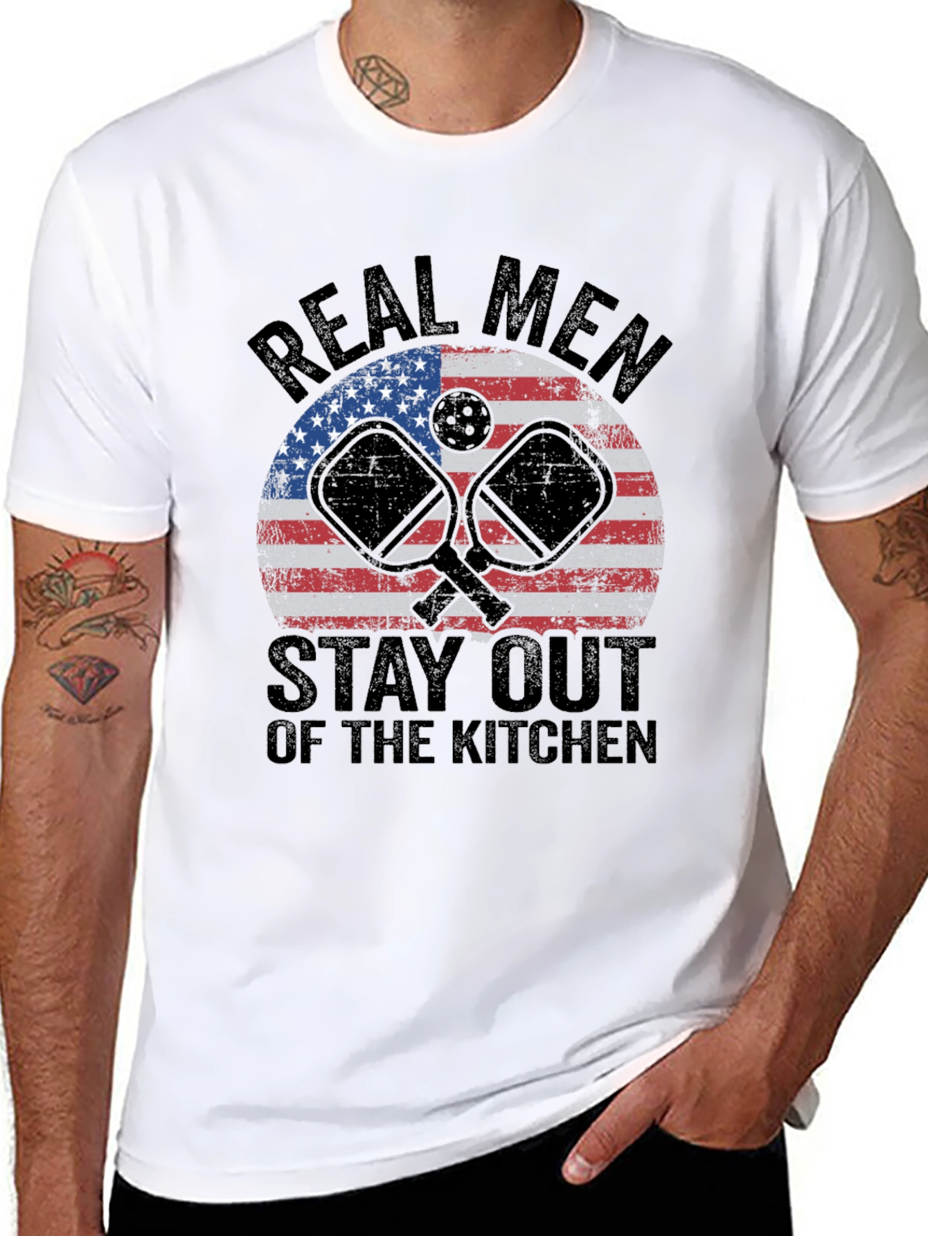 Real Men Stay Out of The Kitchen Pickleball T-Shirt