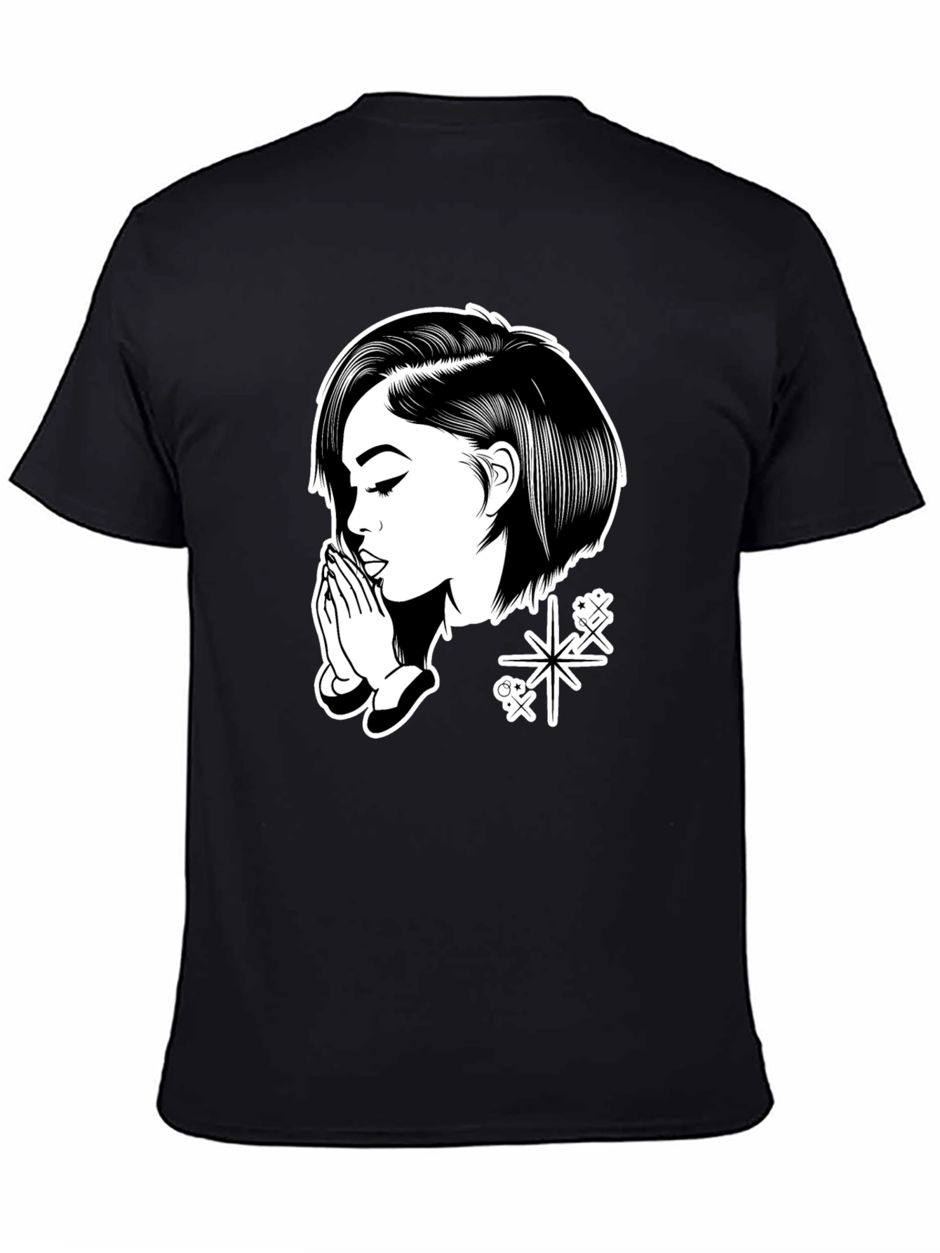 Praying Girl Graphic Black T-Shirt
