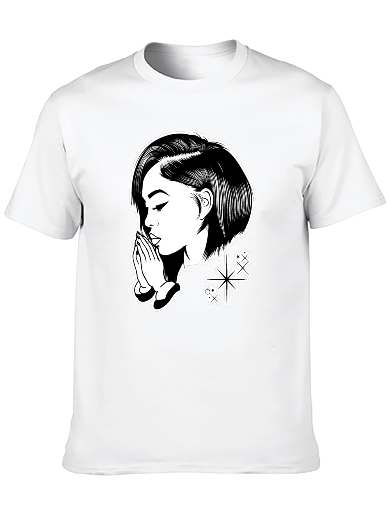 Praying Girl Graphic Black T-Shirt