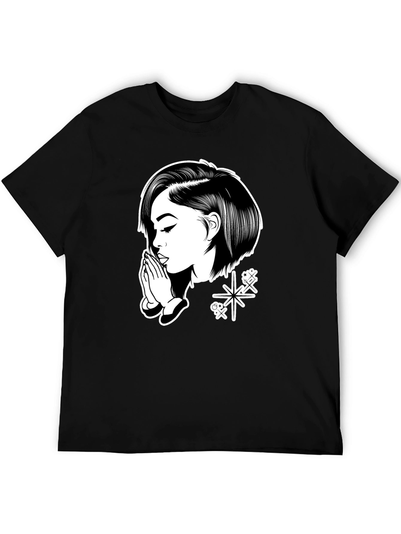Praying Girl Graphic Black T-Shirt