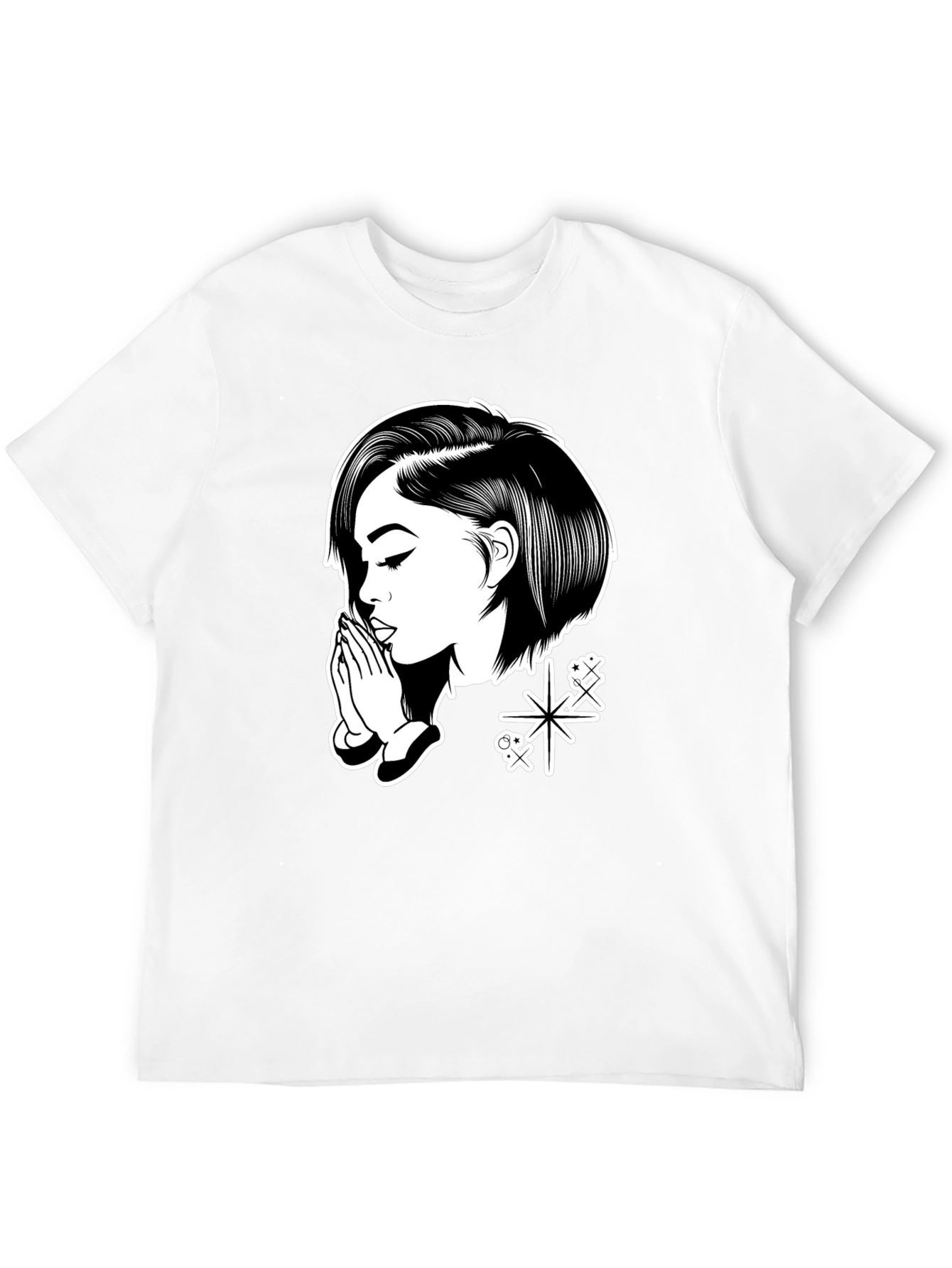 Praying Girl Graphic Black T-Shirt