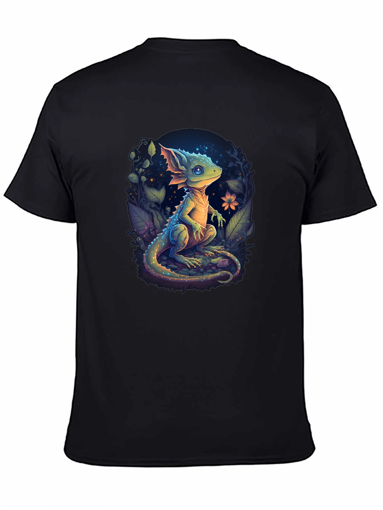 Enchanted Lizard Graphic Black T-Shirt