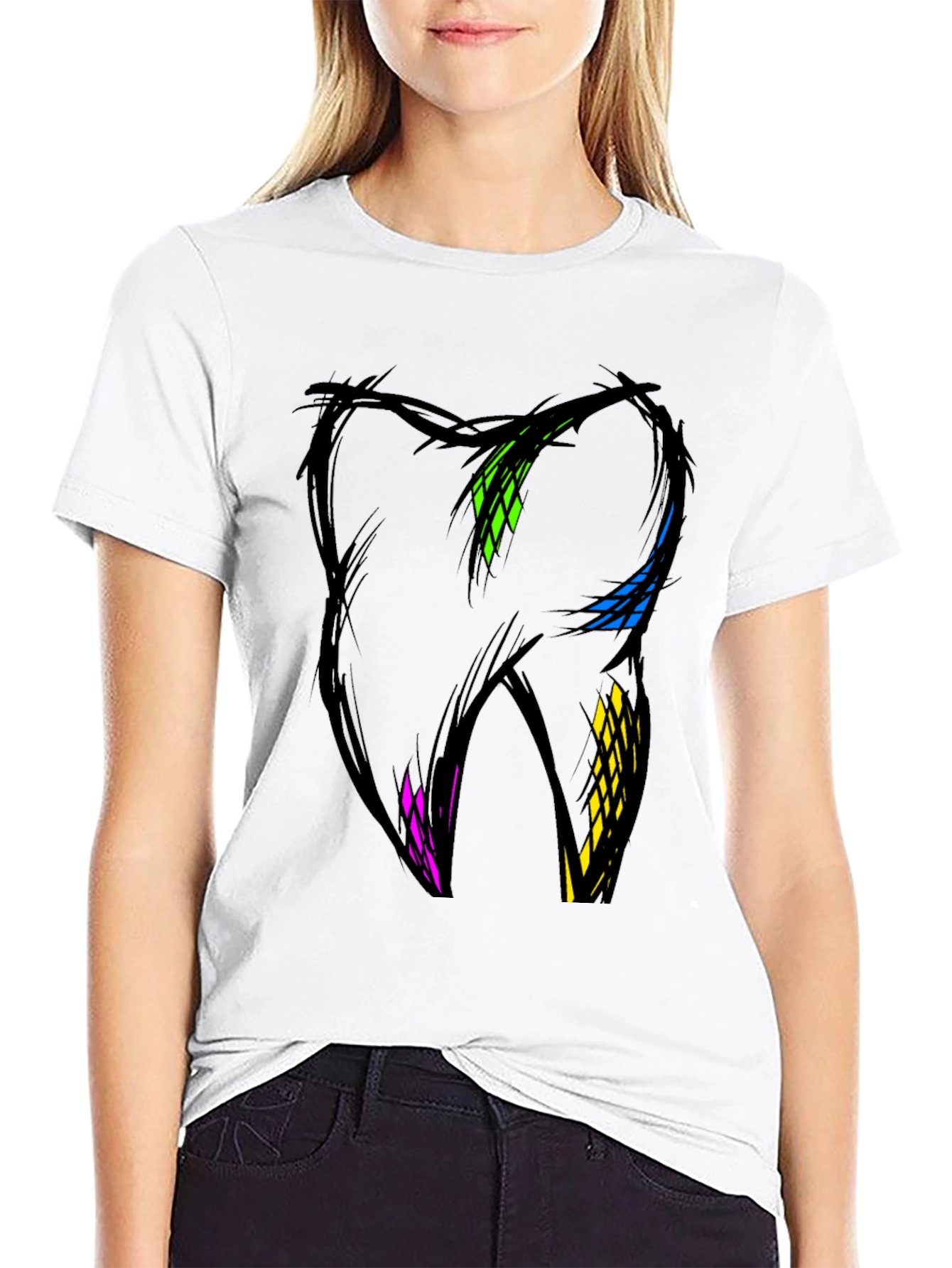 Abstract Tooth Graphic Tee - Dental Art Shirt