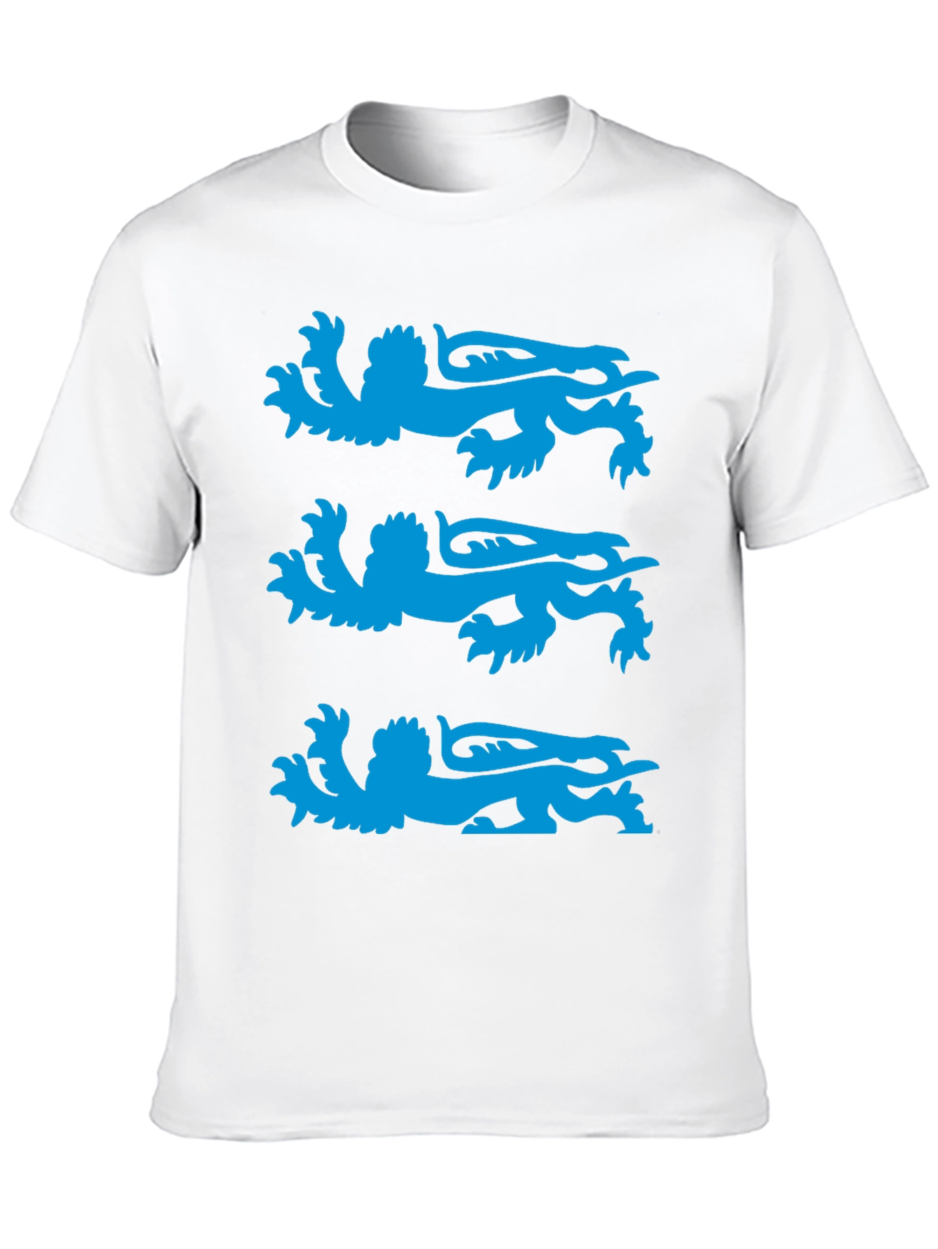 Black T-Shirt with Blue Heraldic Lion Design