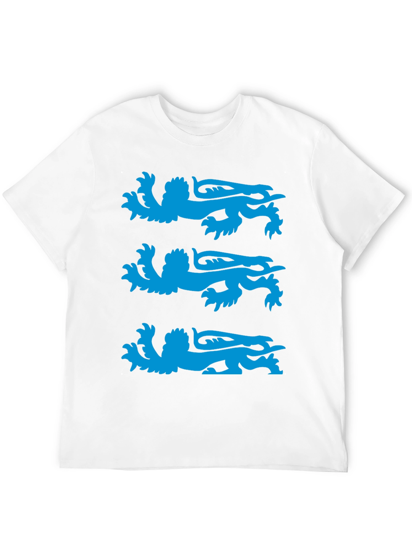 Black T-Shirt with Blue Heraldic Lion Design