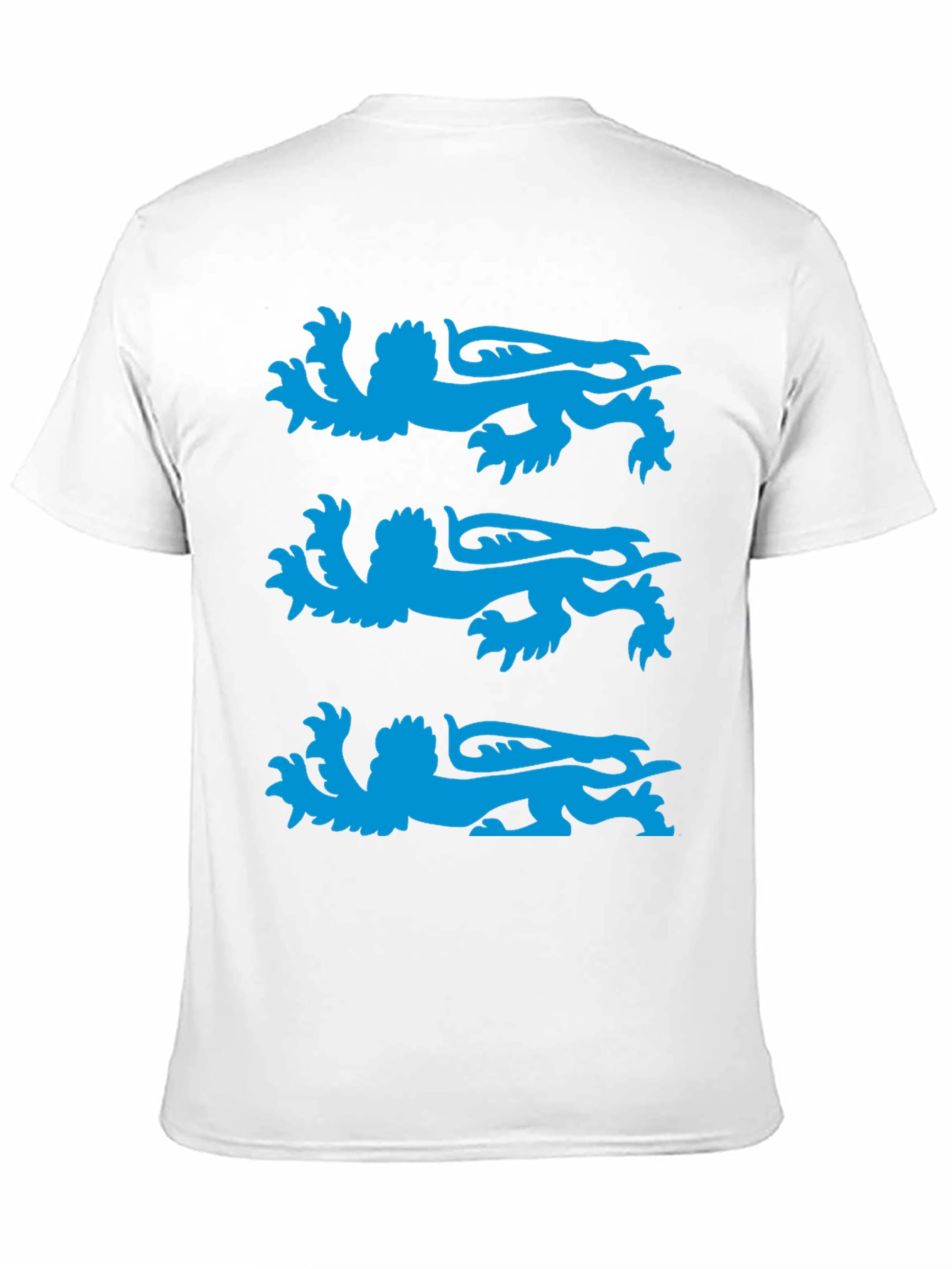 Black T-Shirt with Blue Heraldic Lion Design