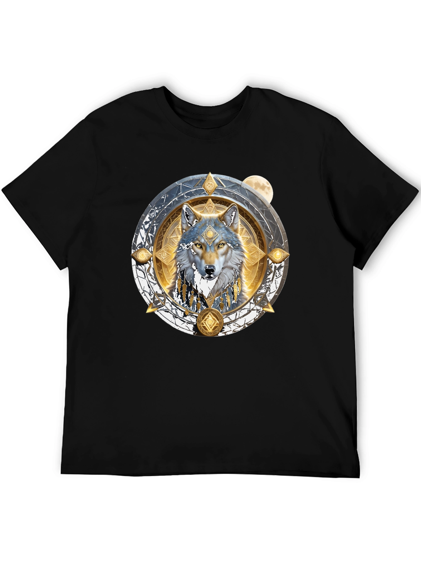 Wolf Mandala Black Graphic T-Shirt