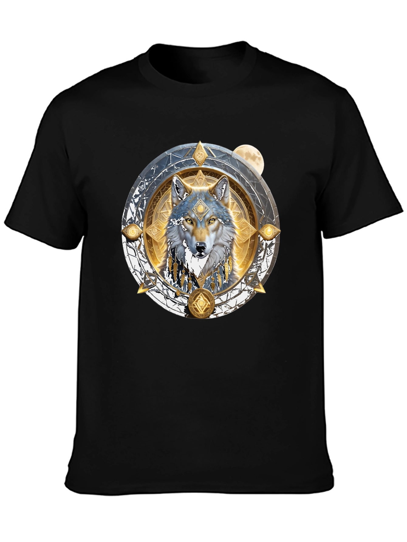 Wolf Mandala Black Graphic T-Shirt