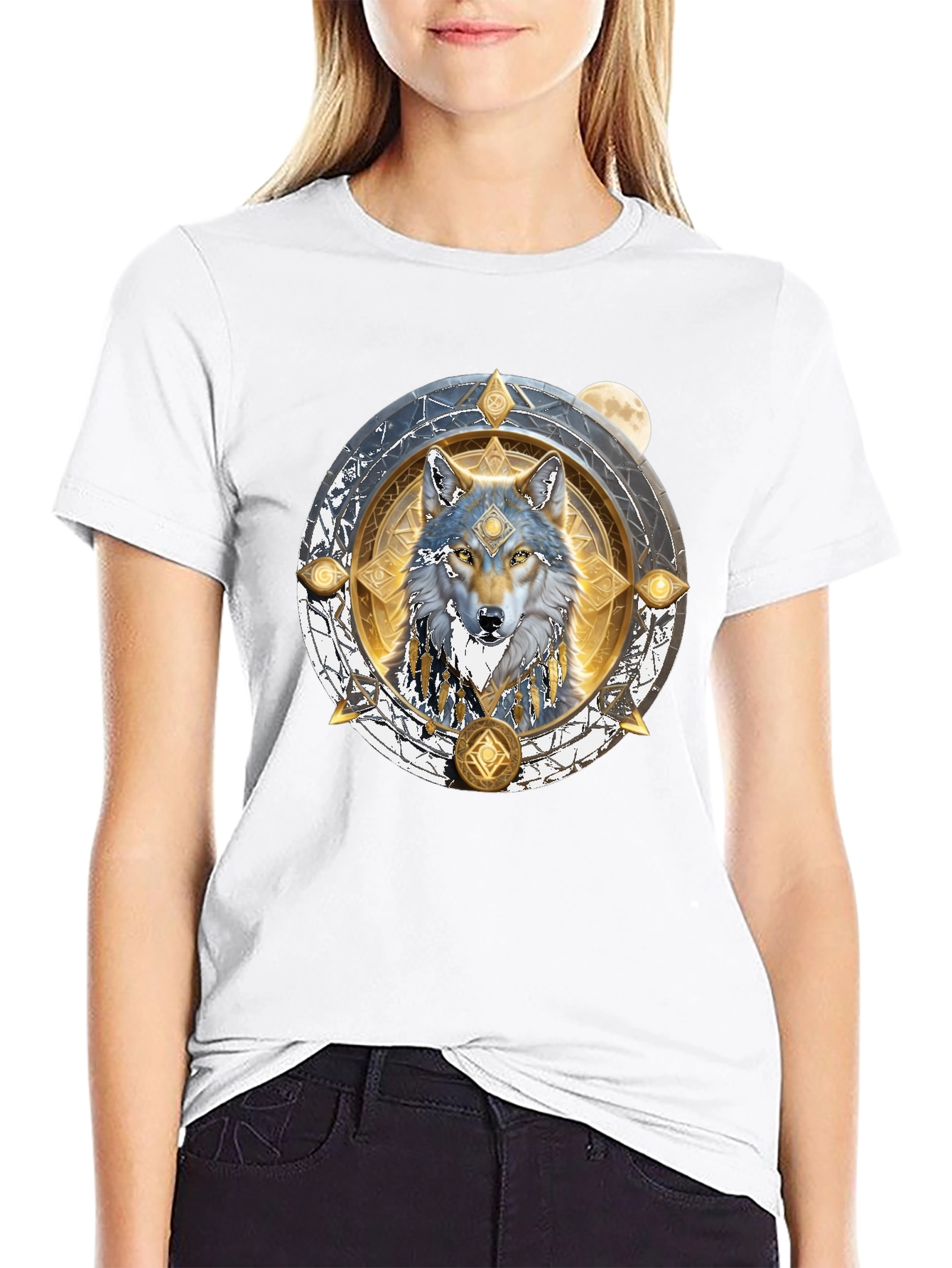 Wolf Mandala Black Graphic T-Shirt