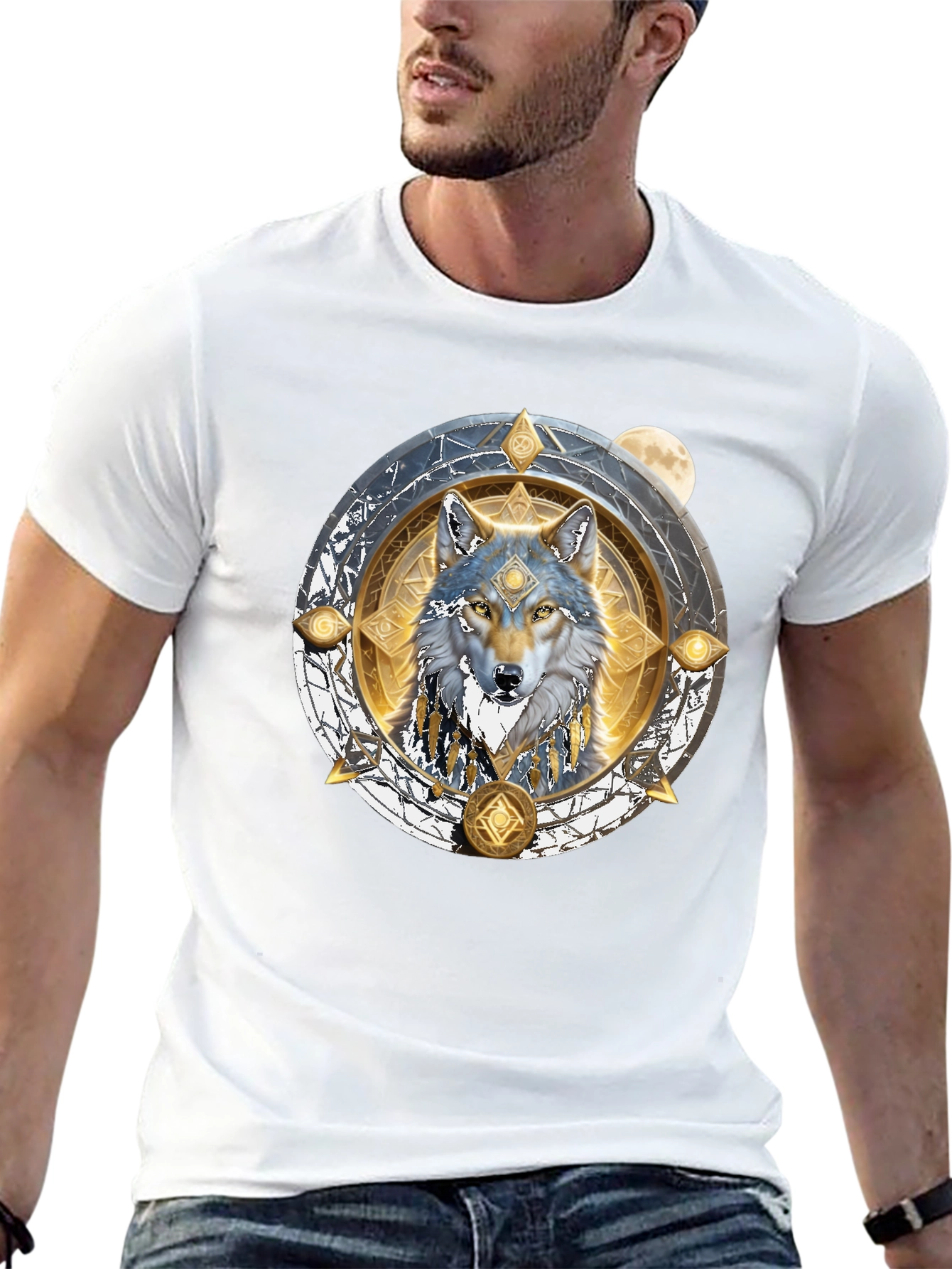 Wolf Mandala Black Graphic T-Shirt