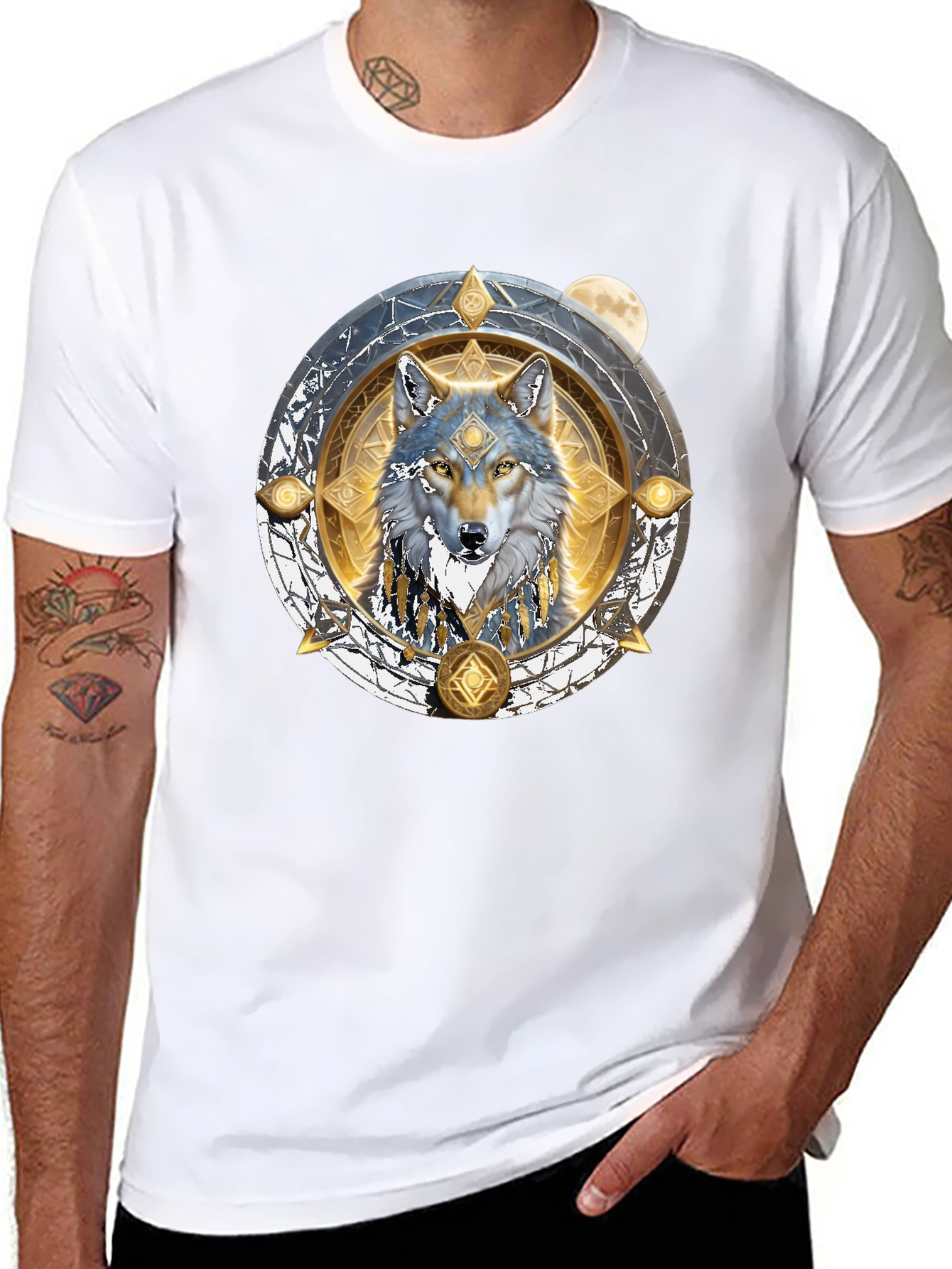 Wolf Mandala Black Graphic T-Shirt