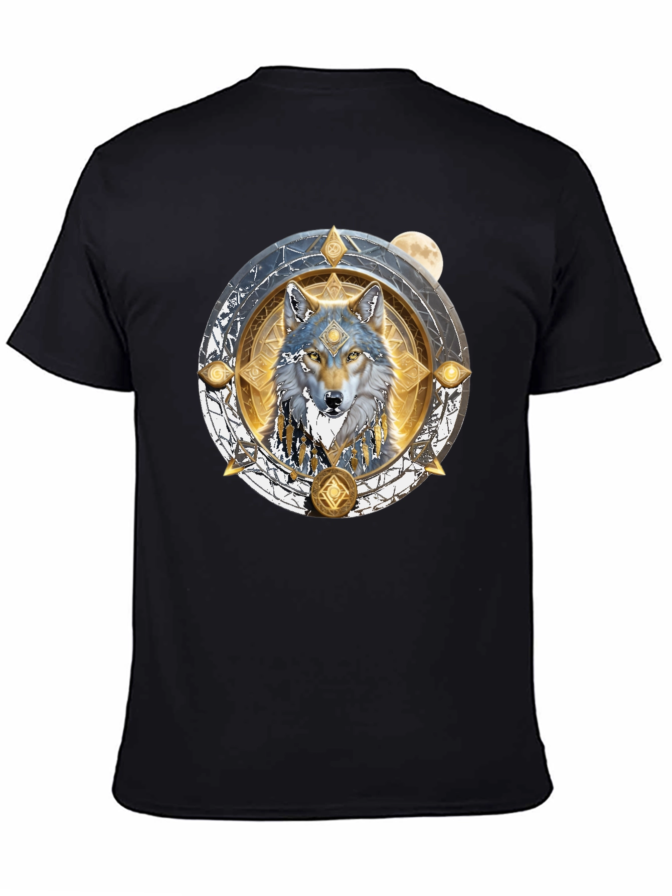 Wolf Mandala Black Graphic T-Shirt