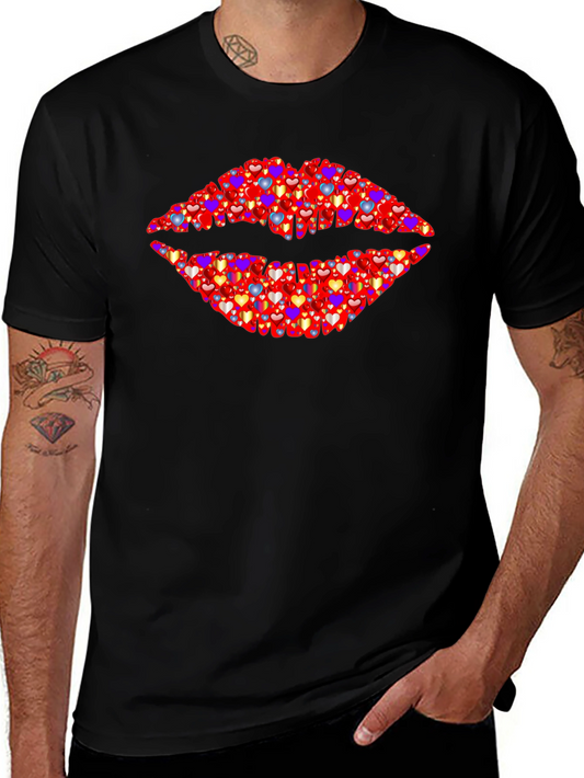 Heart Lips Graphic Black T-Shirt