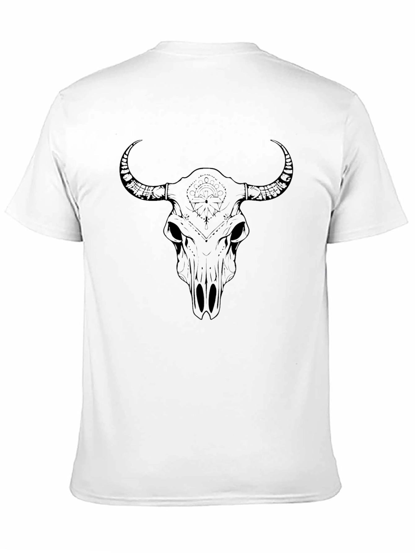 Bull Skull Graphic Tee - Black Cotton