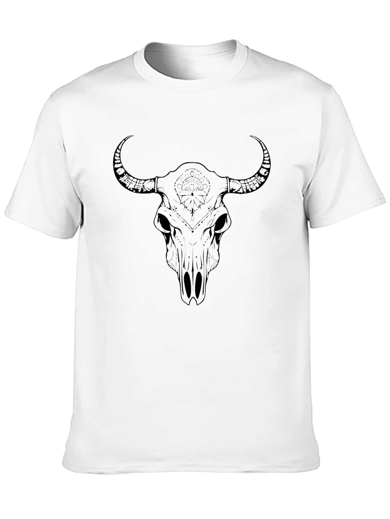 Bull Skull Graphic Tee - Black Cotton