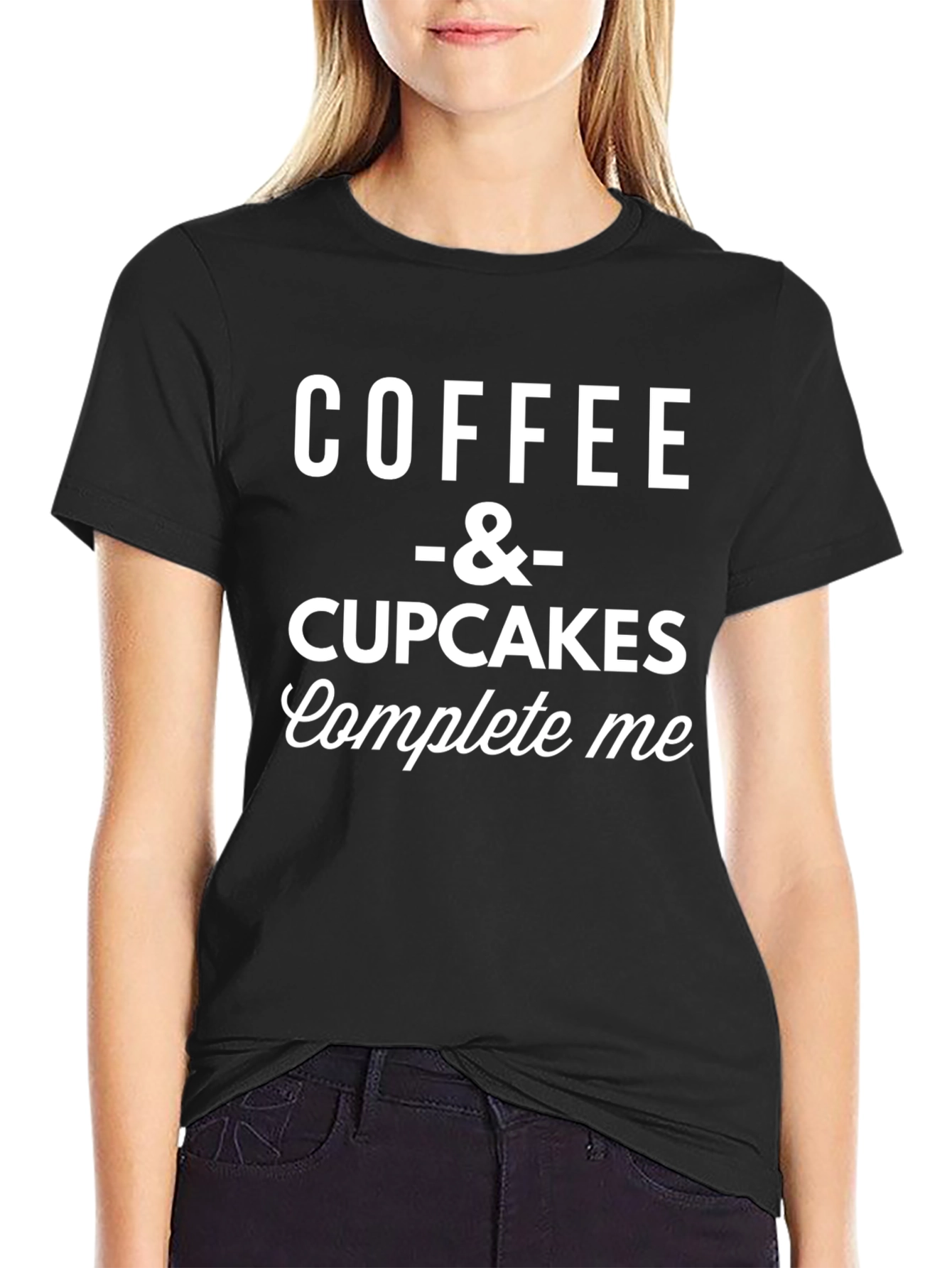Coffee & Cupcakes Complete Me Black Graphic Tee
