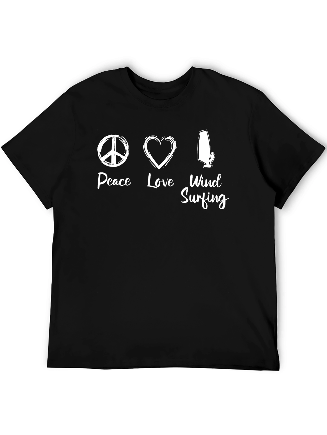 Peace Love Windsurfing T-Shirt - Black Cotton Tee