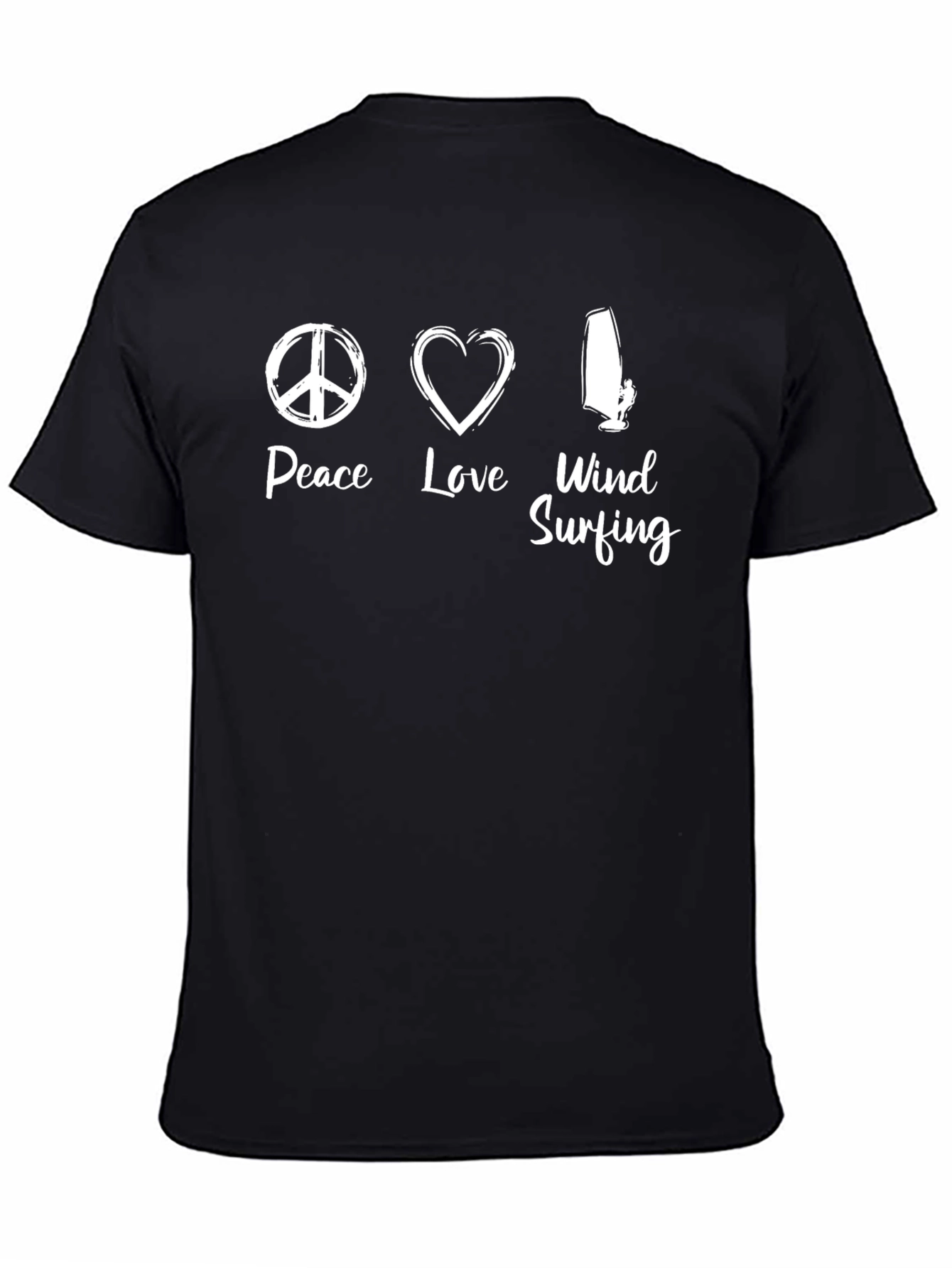 Peace Love Windsurfing T-Shirt - Black Cotton Tee