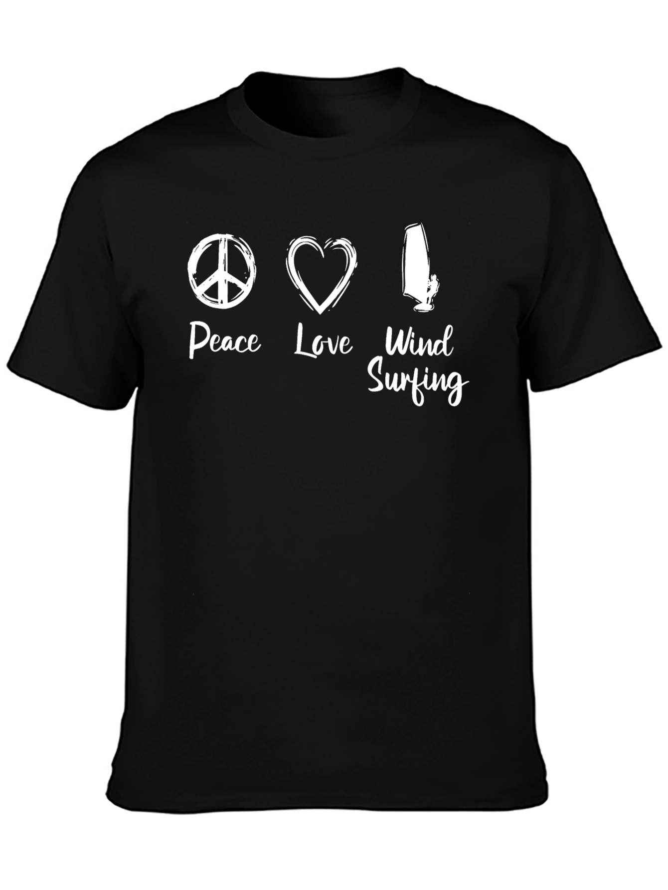Peace Love Windsurfing T-Shirt - Black Cotton Tee