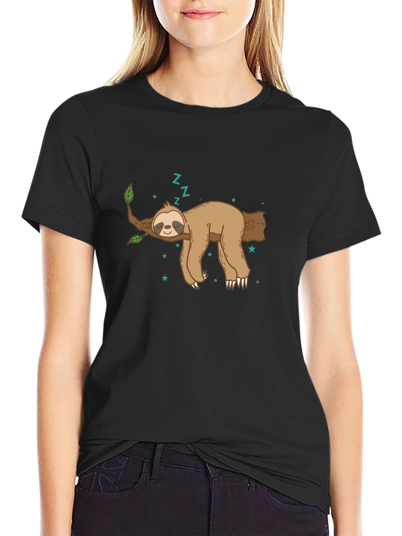 Sleeping Sloth Graphic Tee - Relaxed Style