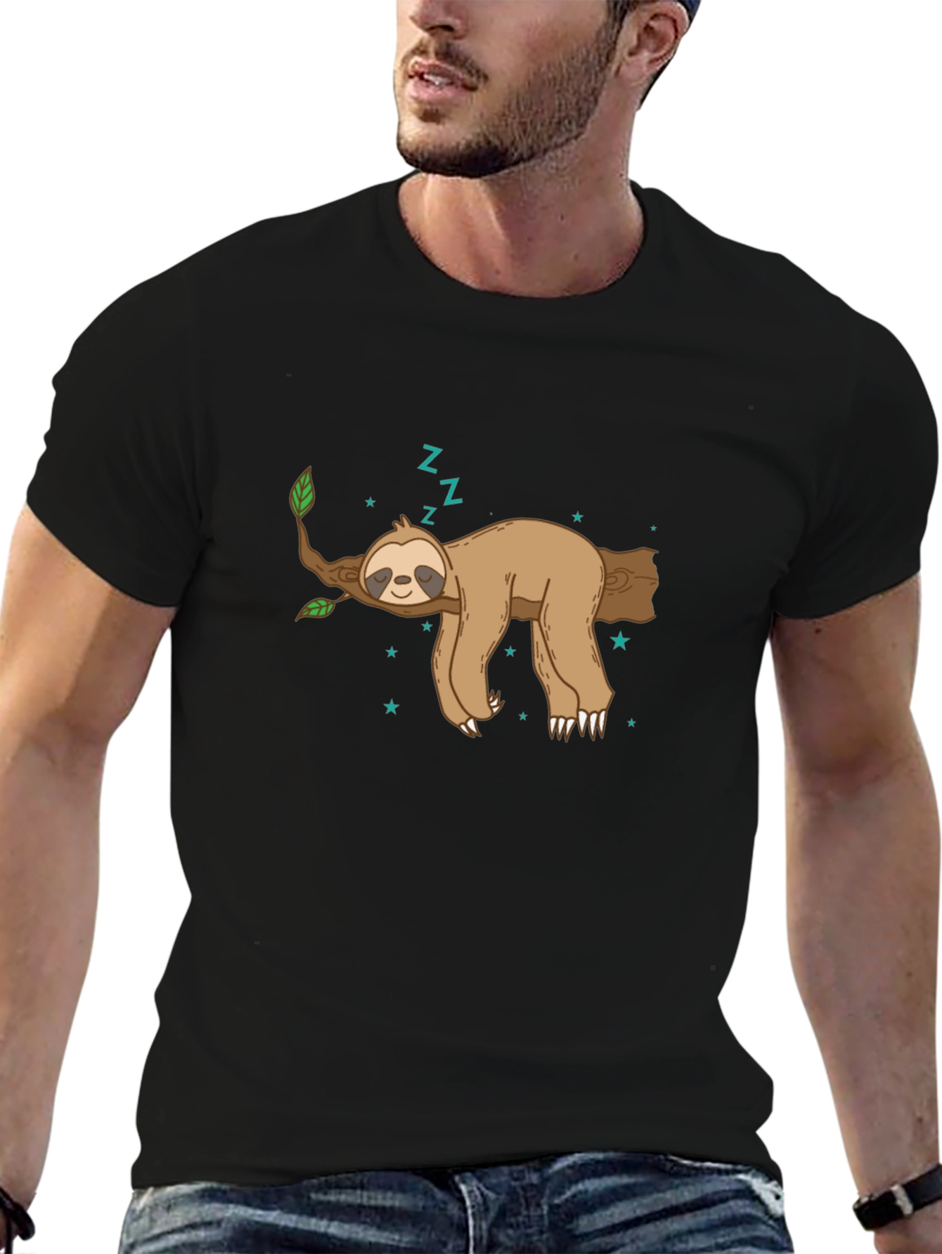 Sleeping Sloth Graphic Tee - Relaxed Style