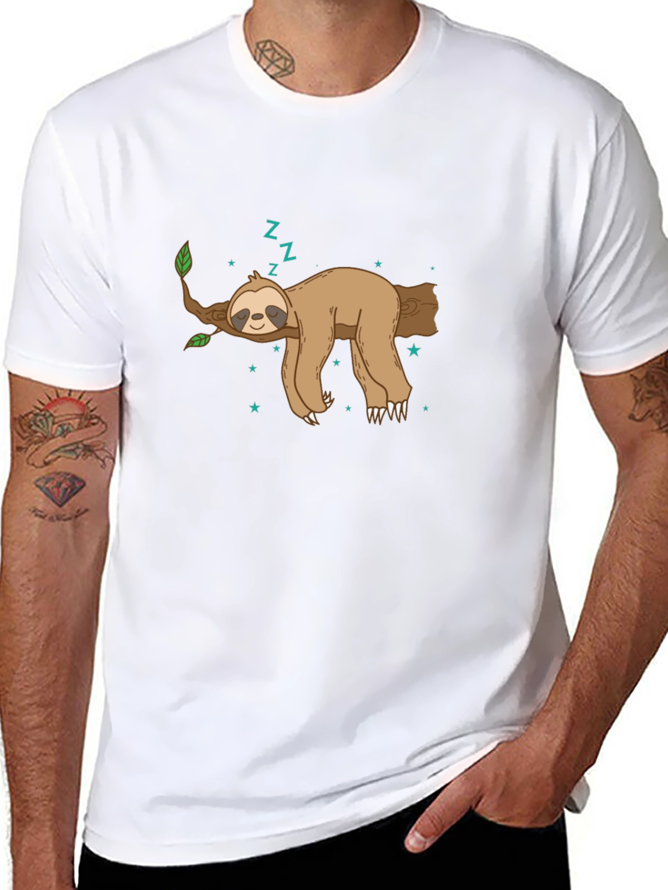 Sleeping Sloth Graphic Tee - Relaxed Style