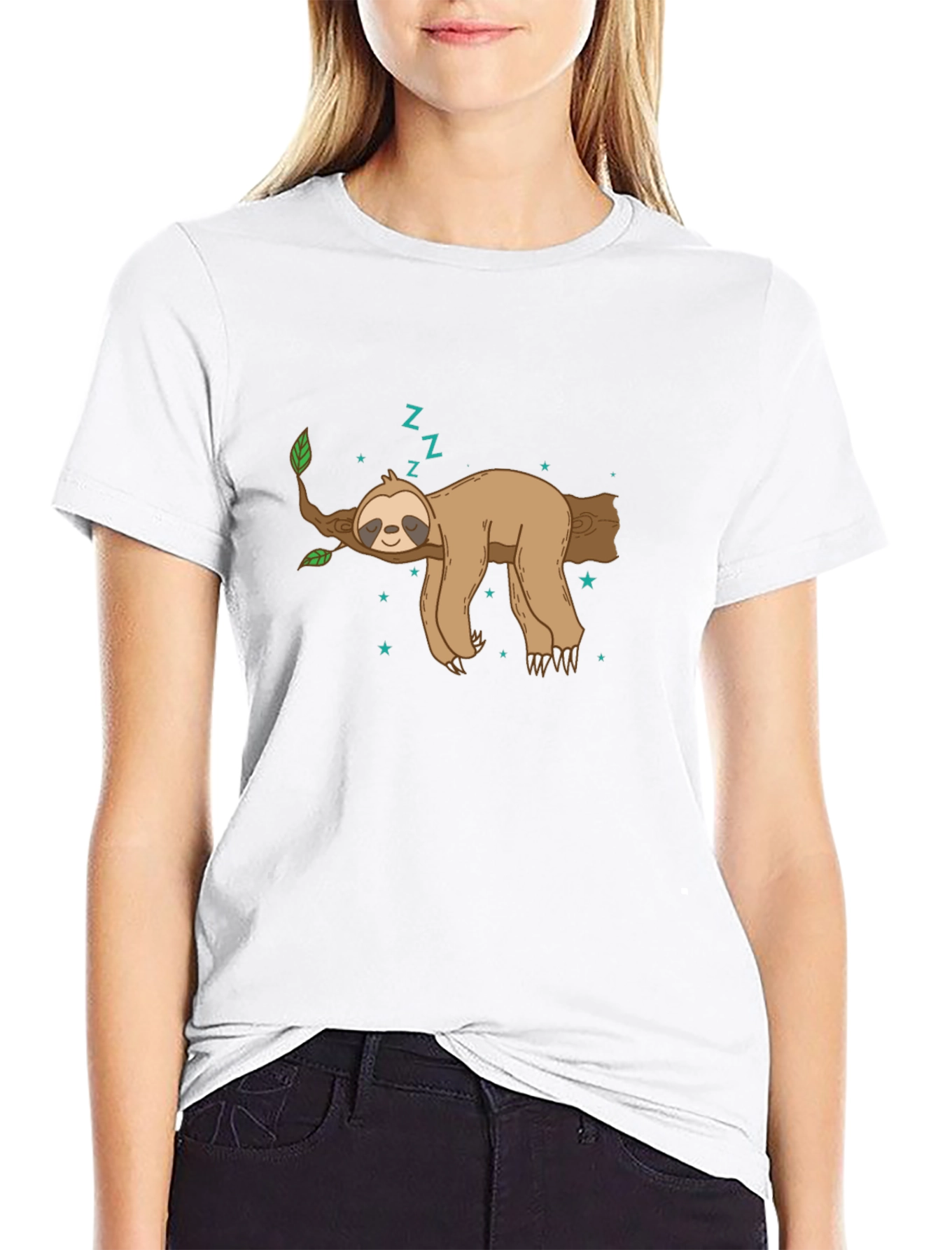 Sleeping Sloth Graphic Tee - Relaxed Style