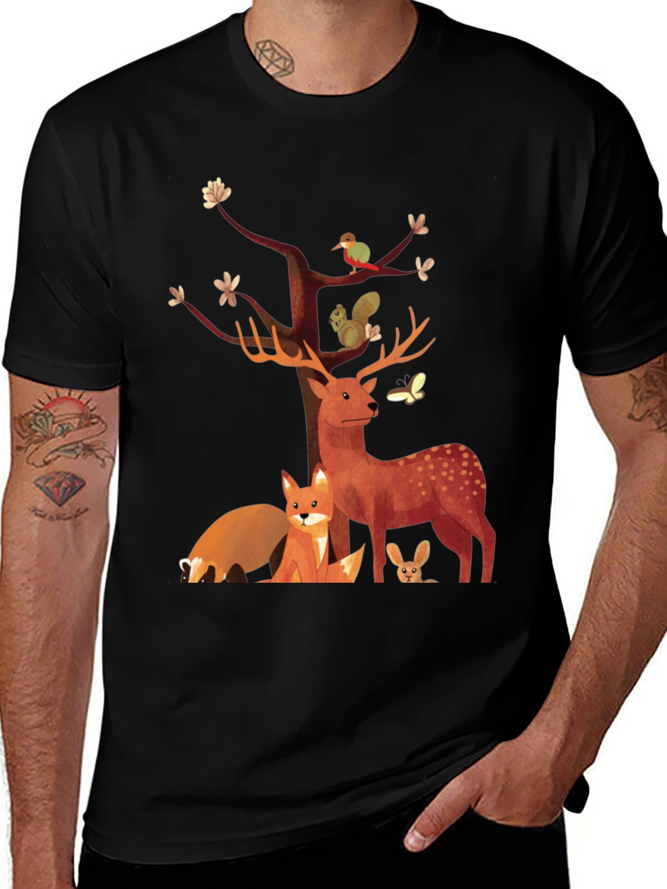 Nature Scene Graphic Tee - Forest Animals