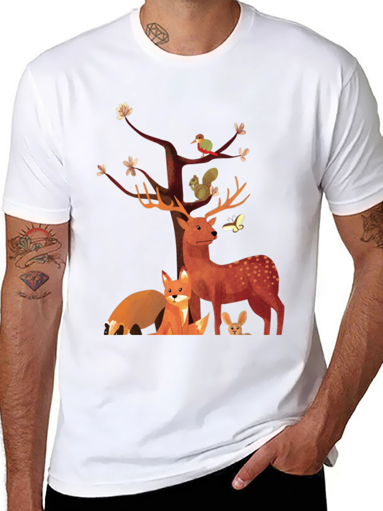 Nature Scene Graphic Tee - Forest Animals