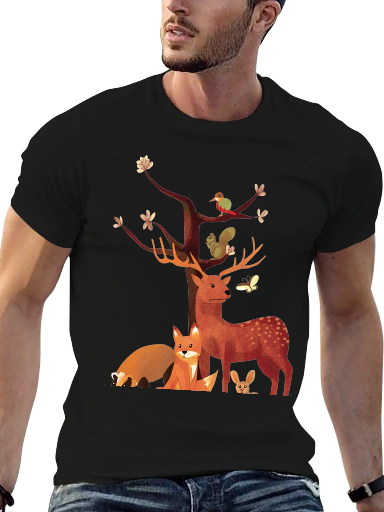 Nature Scene Graphic Tee - Forest Animals