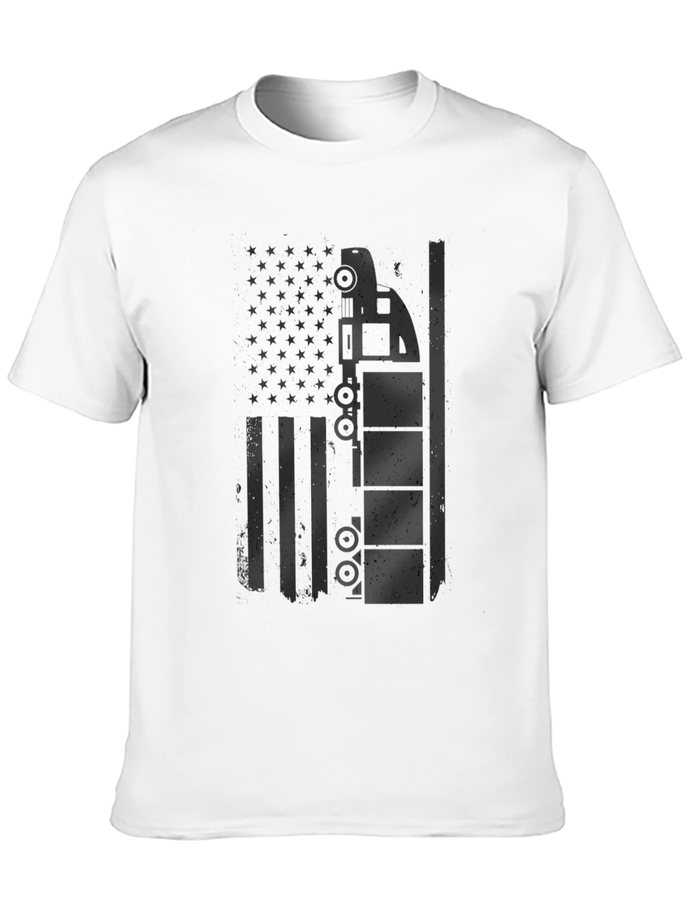 Trucker American Flag Graphic T-Shirt - Black