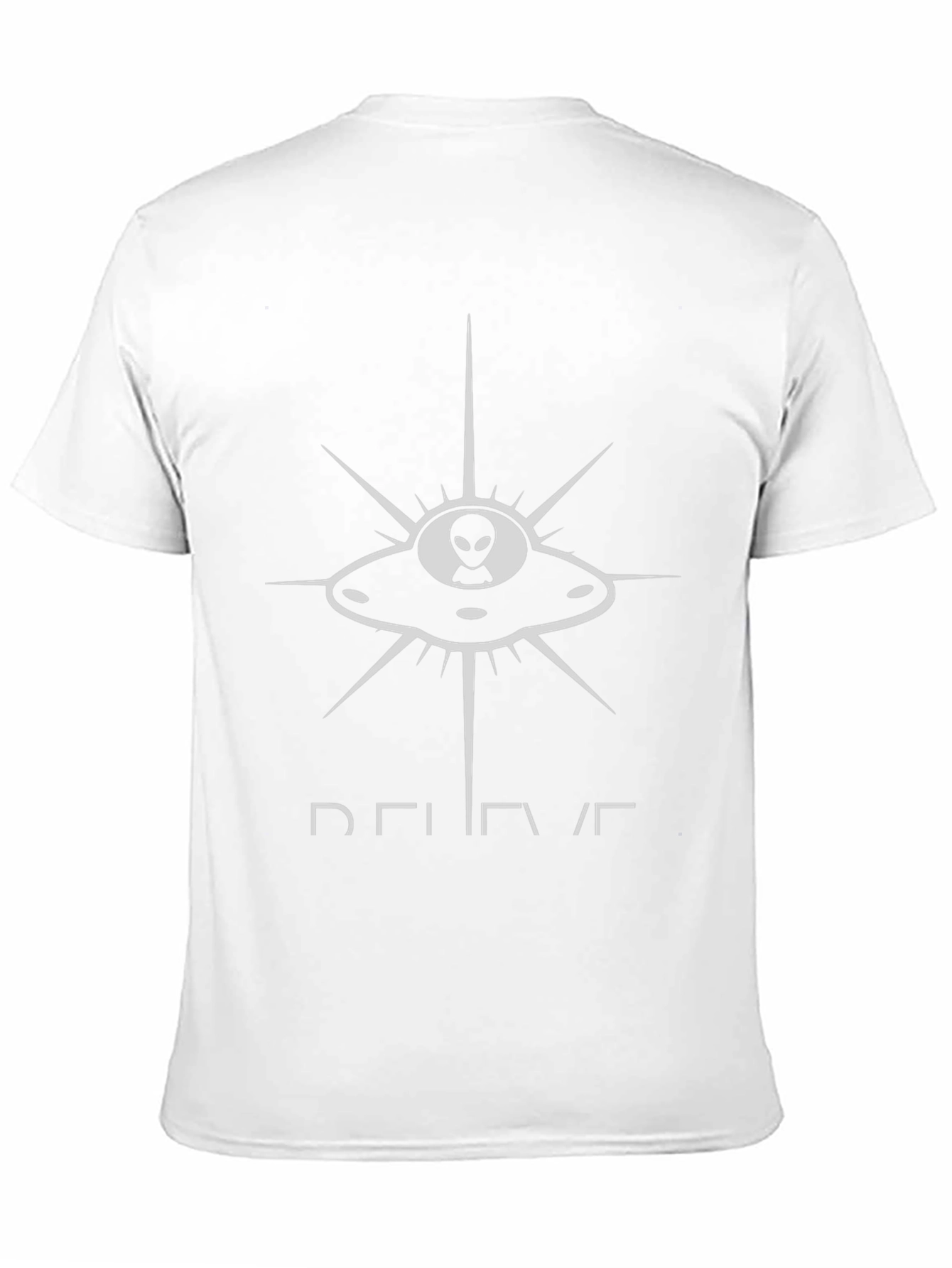 Believe Alien UFO Graphic Tee - Black Cotton T-Shirt