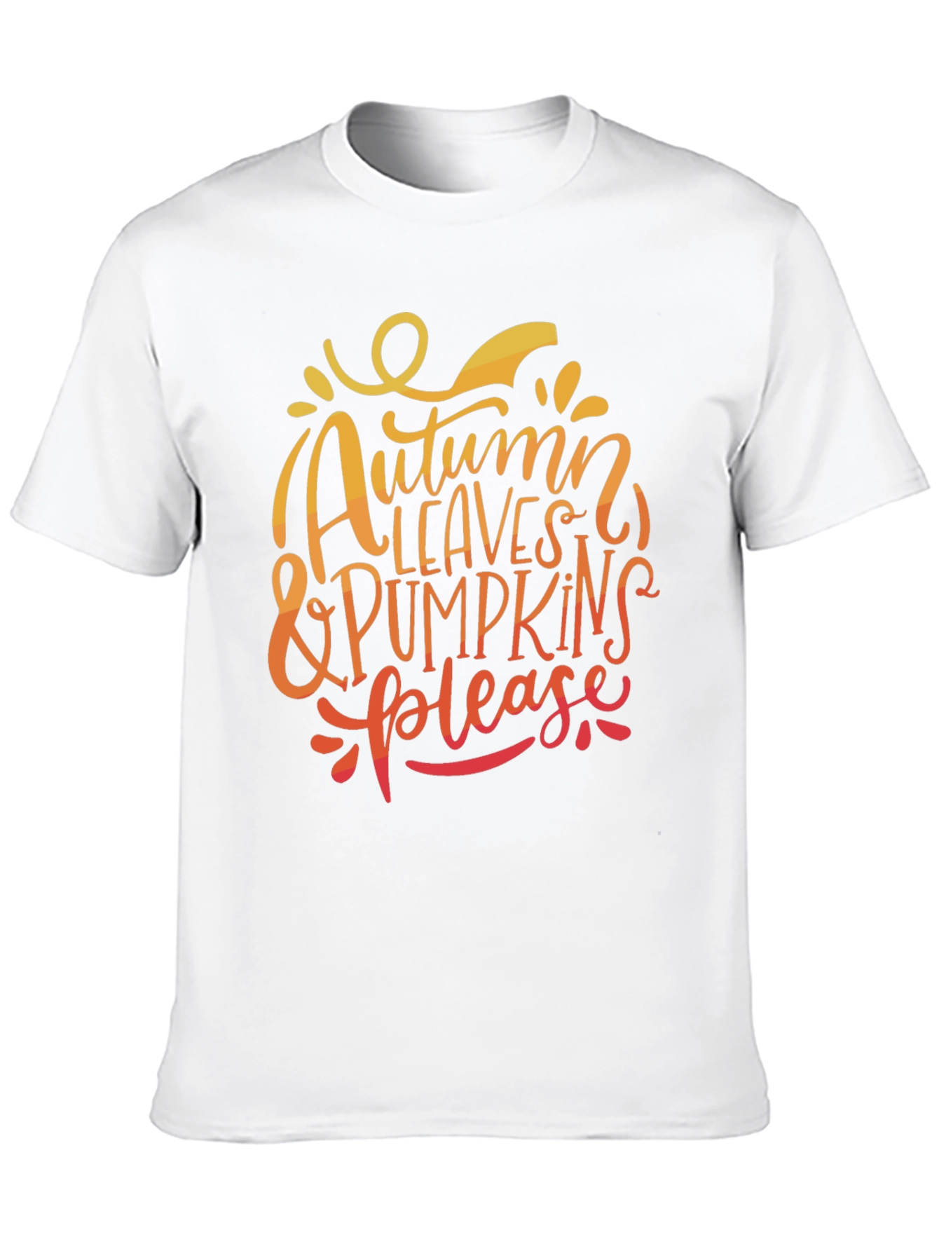 Autumn Leaves & Pumpkins Please Black T-Shirt