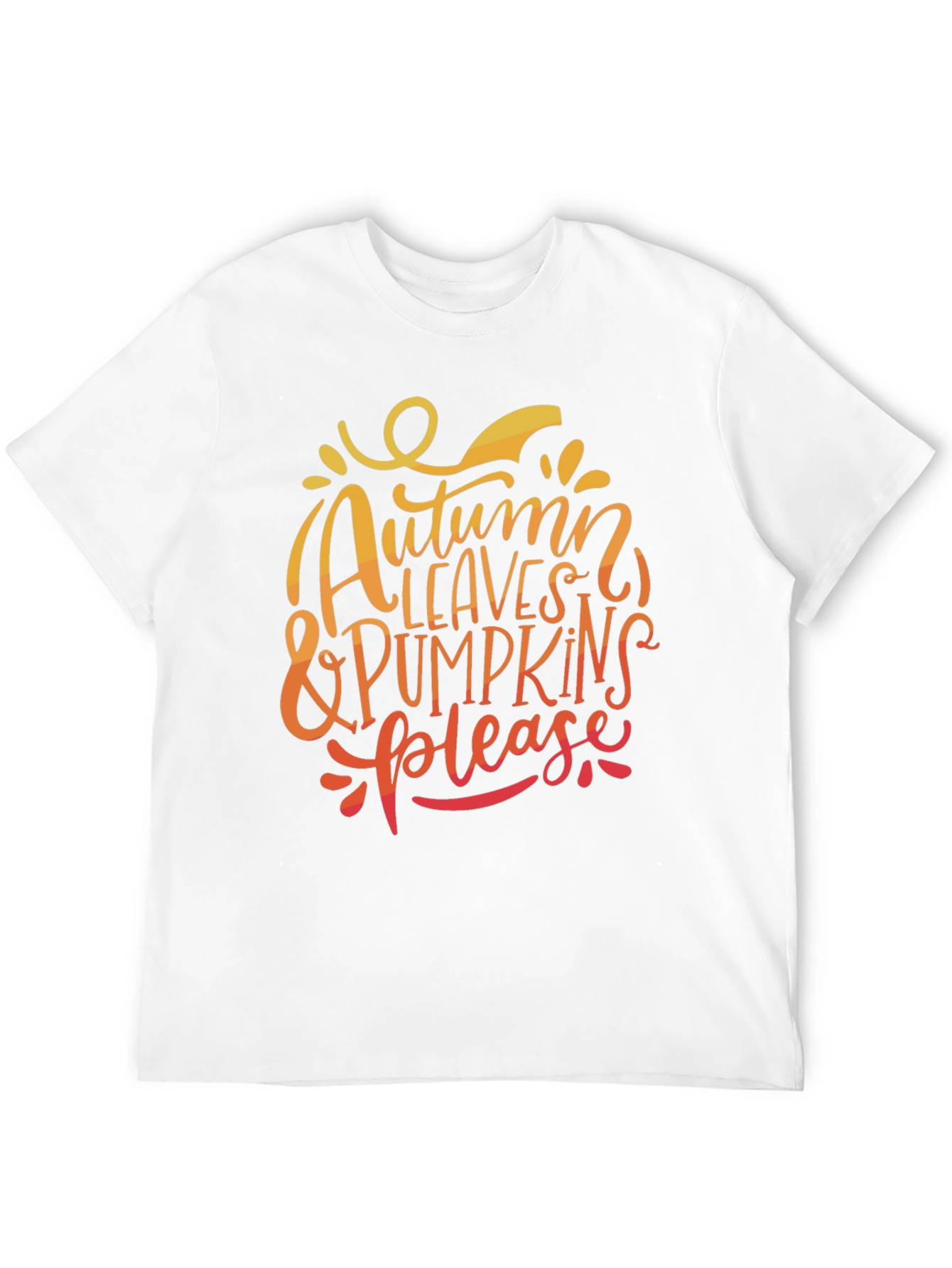 Autumn Leaves & Pumpkins Please Black T-Shirt