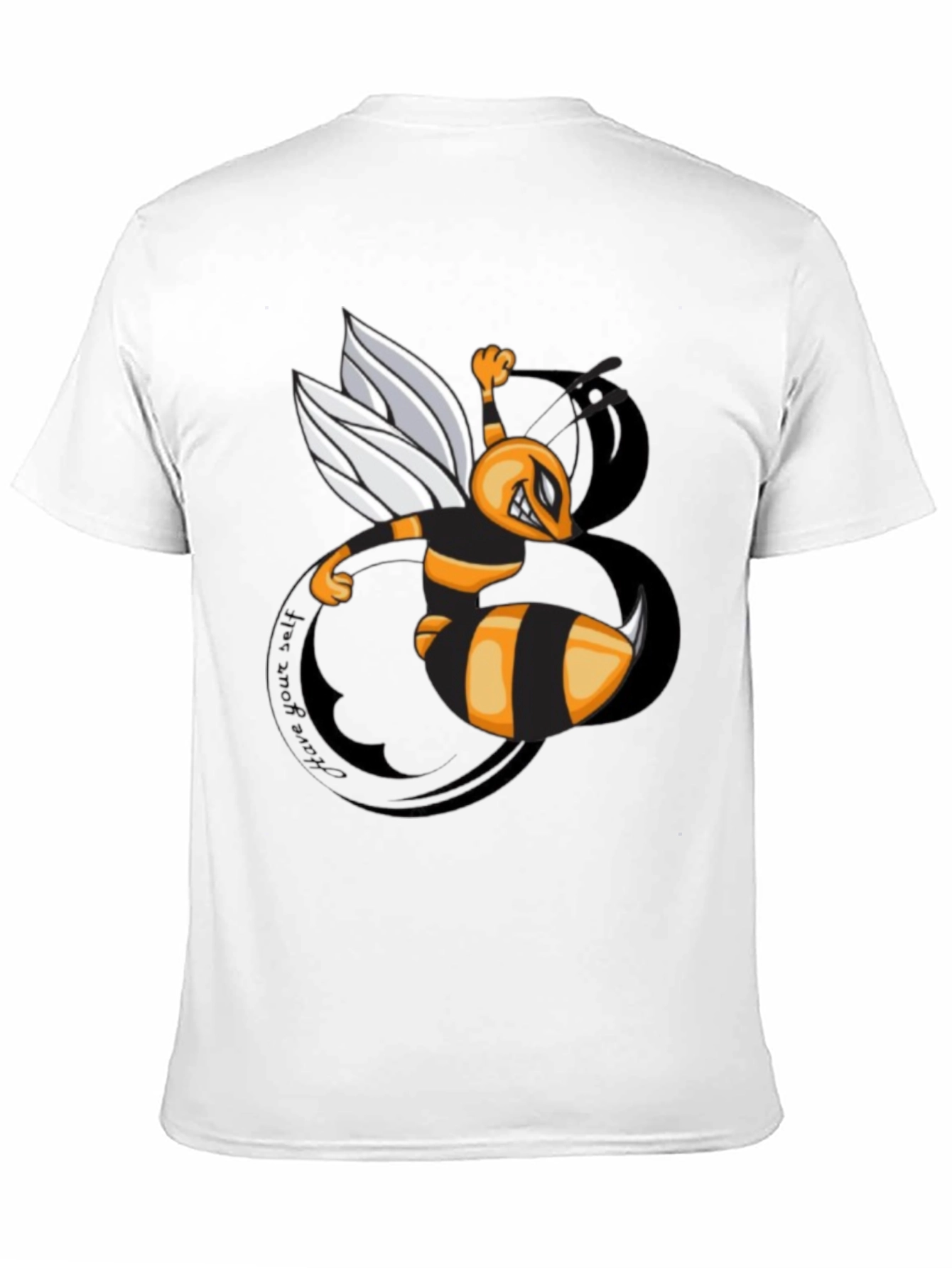 Mens Black Cartoon Bee Graphic T-Shirt