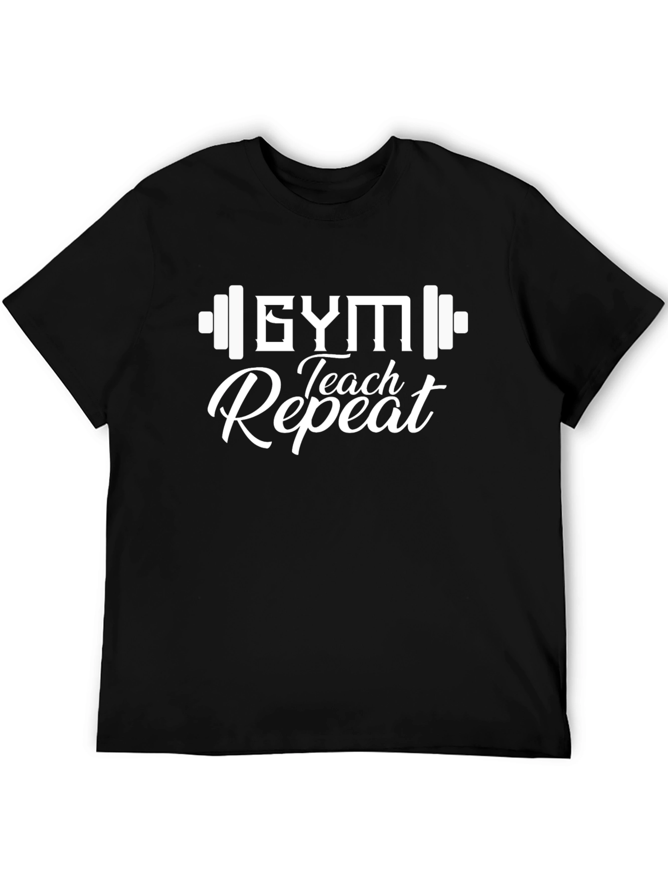 Gym Teach Repeat Black T-Shirt - Fitness & Education