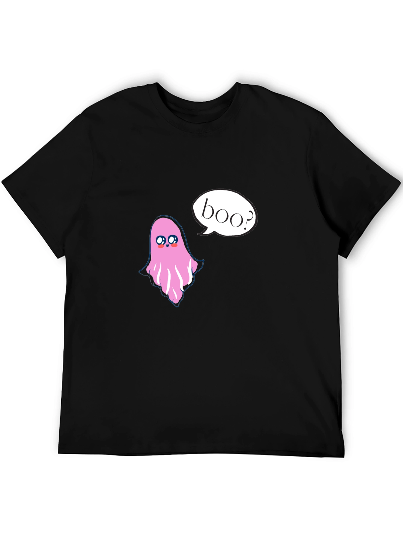 Cute Ghost Boo Halloween Black T-Shirt